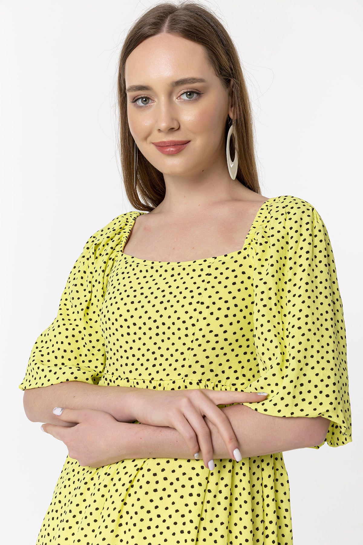Lila Desenli Mini Elbise