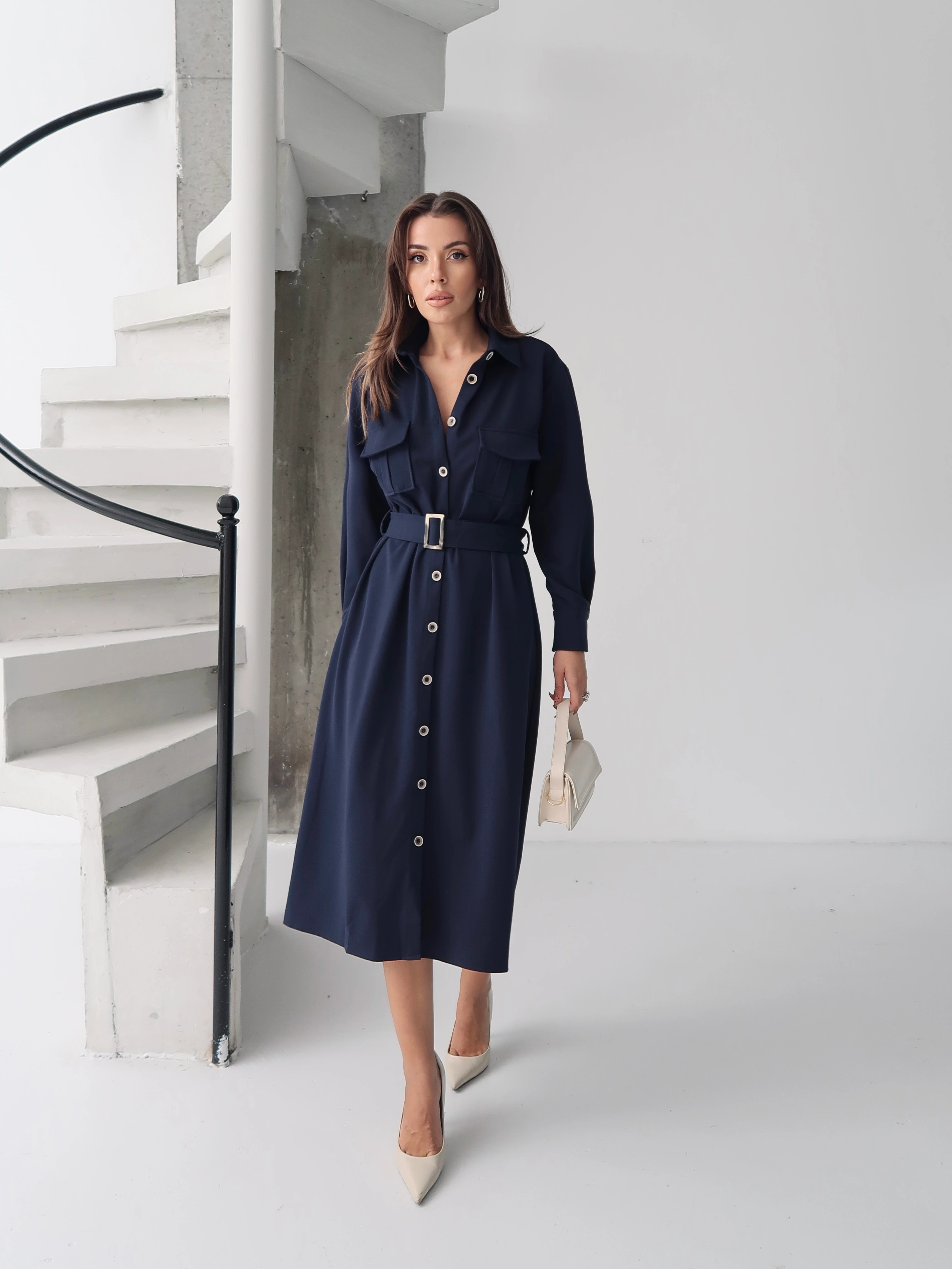 Gigi Kemerli Gömlek Elbise 