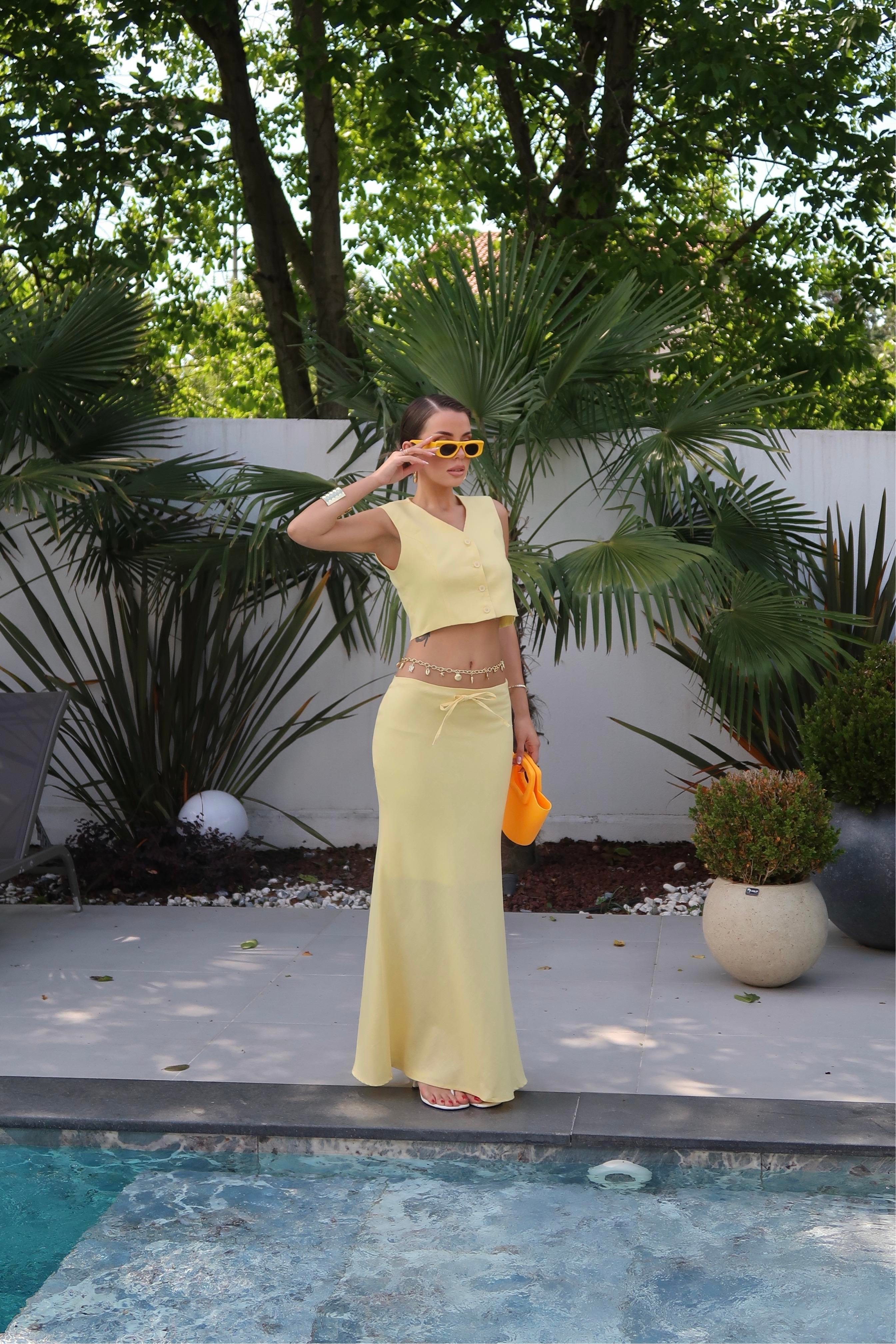 Palma Summer Rebecca Maxi Keten Etek Sarı