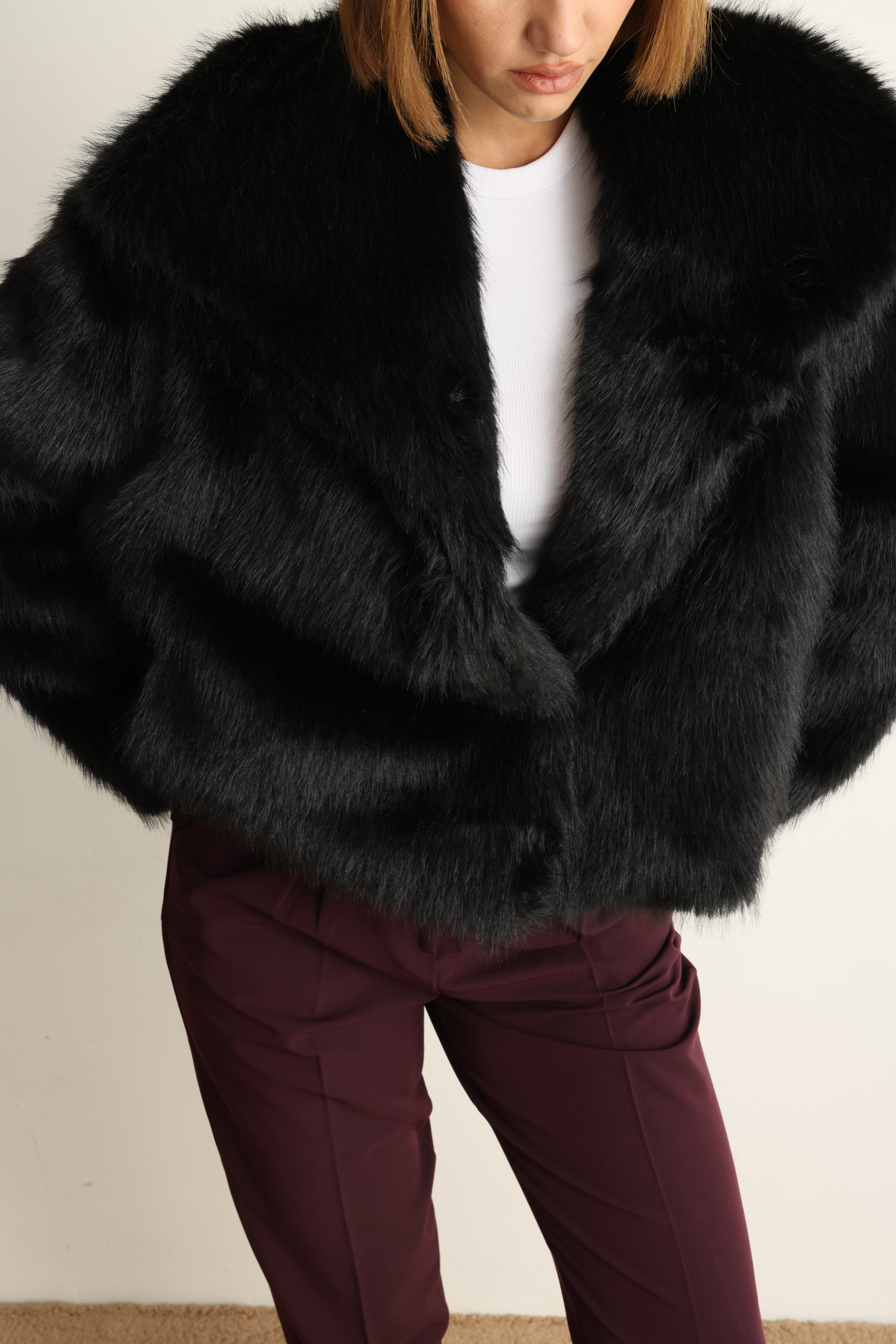 Siyah Lou  Kısa Kürk Ceket