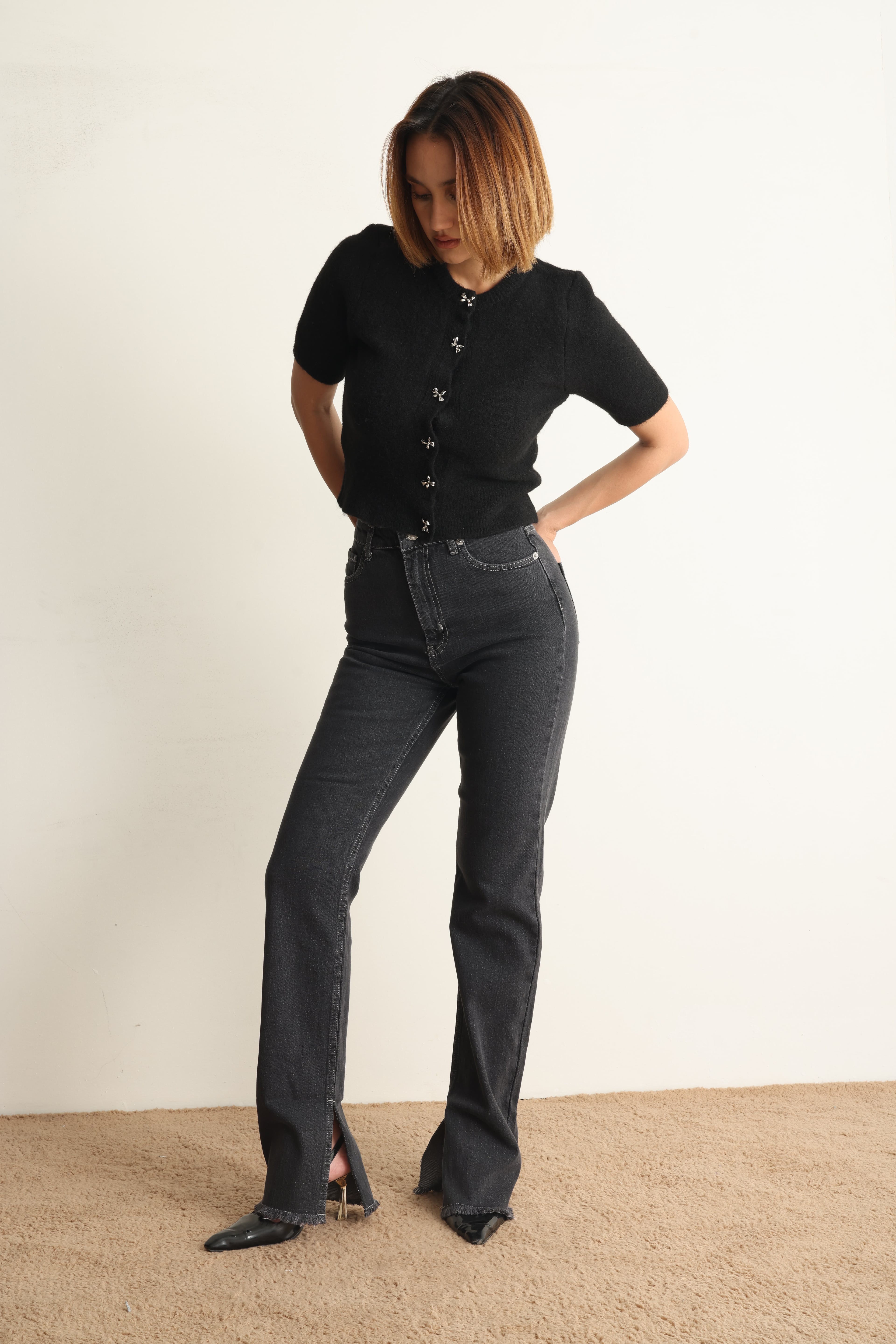 Regular Fit Denim Pantolon Siyah
