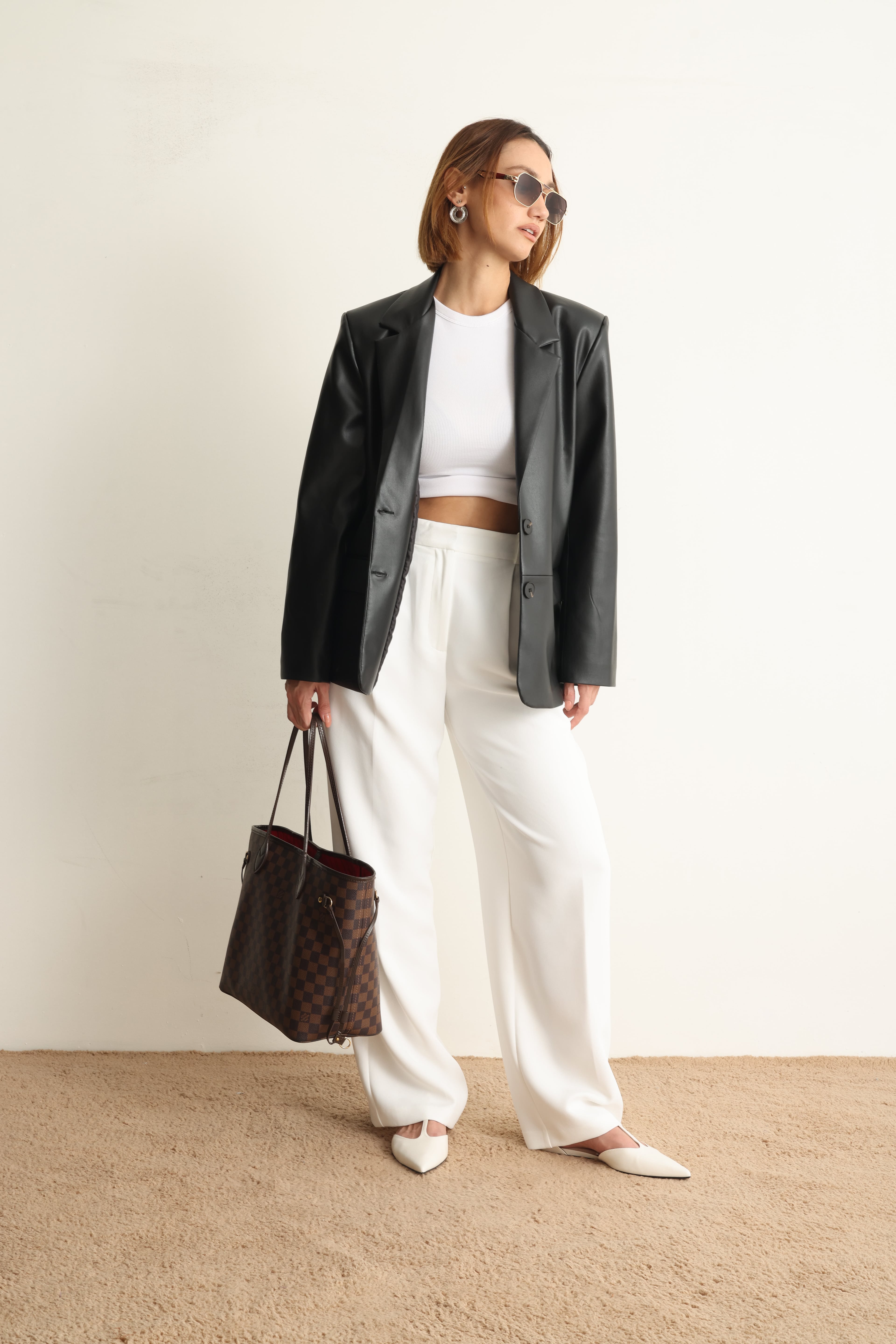 Carrie Deri Blazer Ceket Siyah