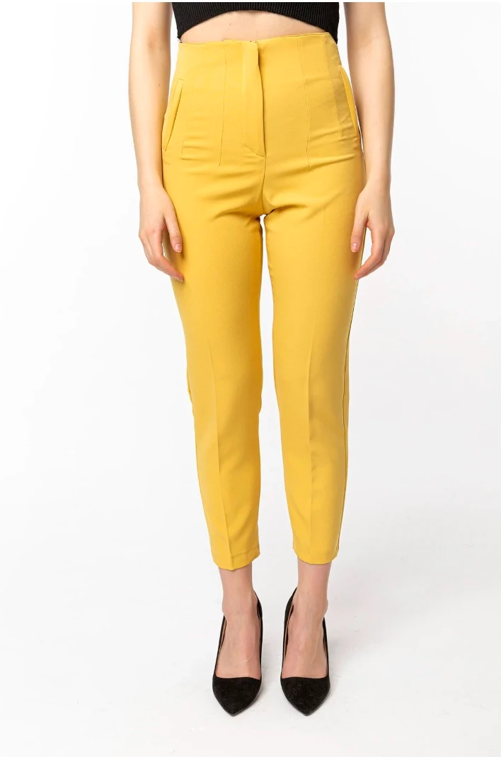 Elysia Çift Pens Pantolon Sarı