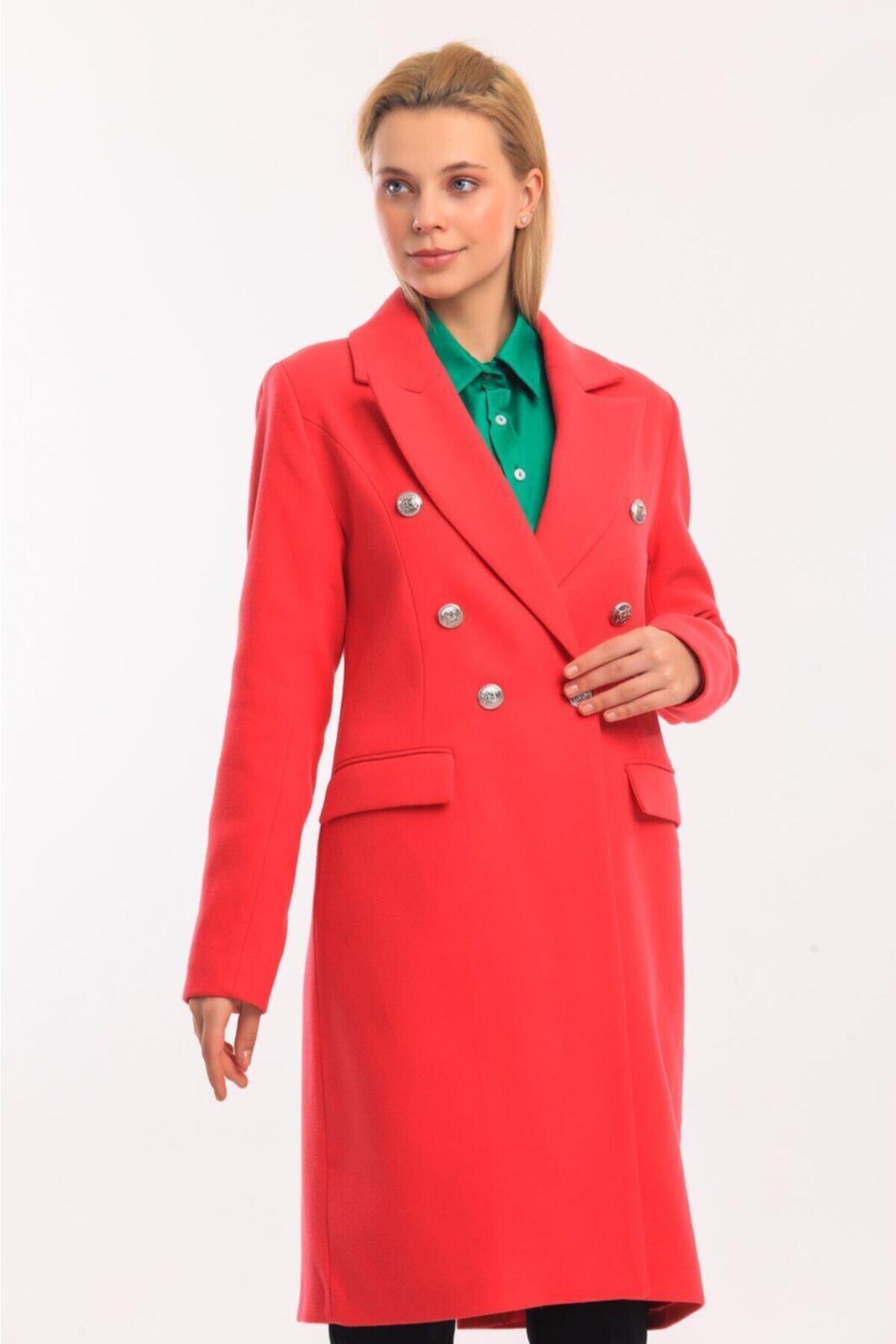 Düğmeli Kaşe Kaban