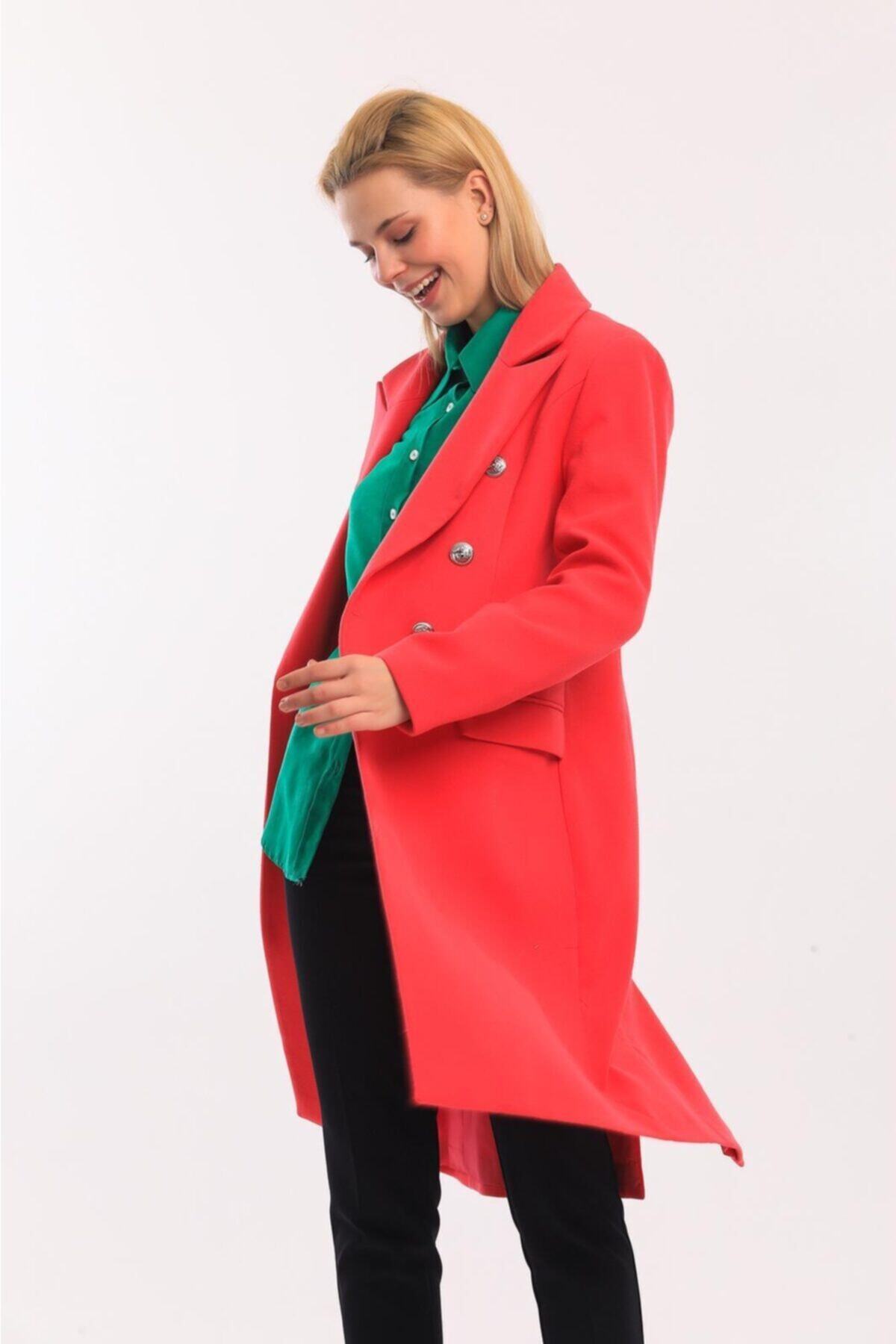 Düğmeli Kaşe Kaban