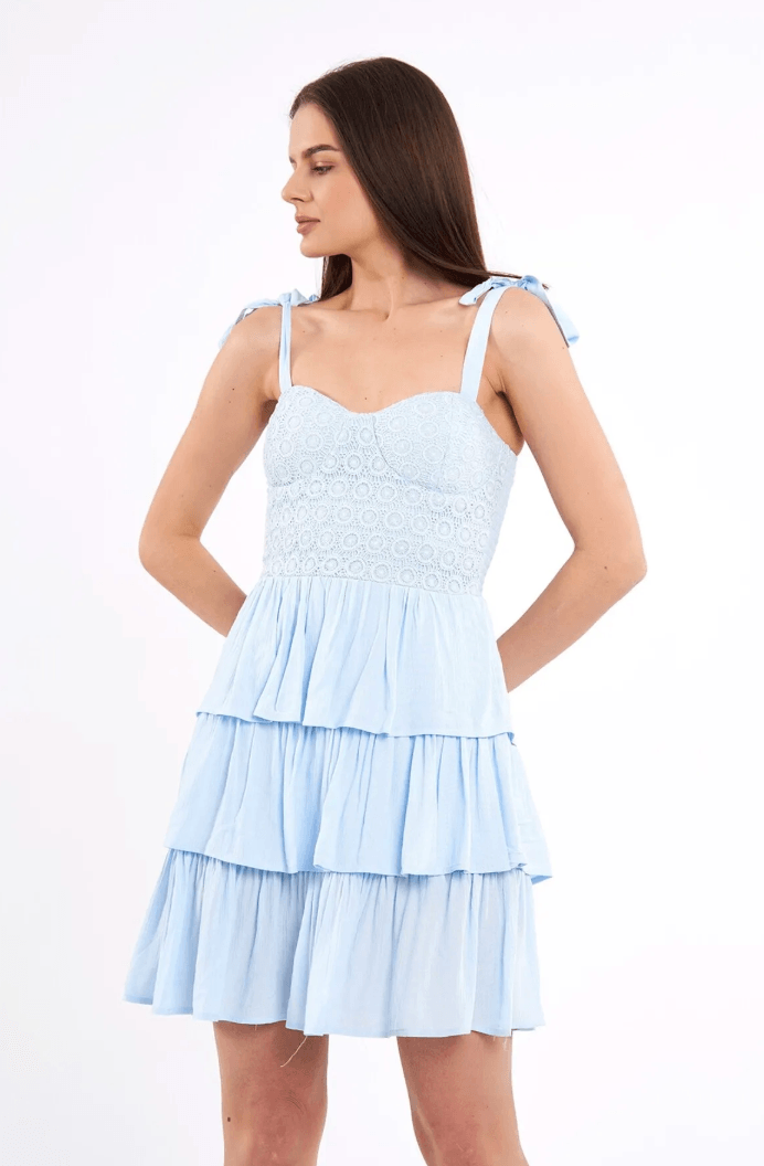 Askılı Mini Elbise Mavi