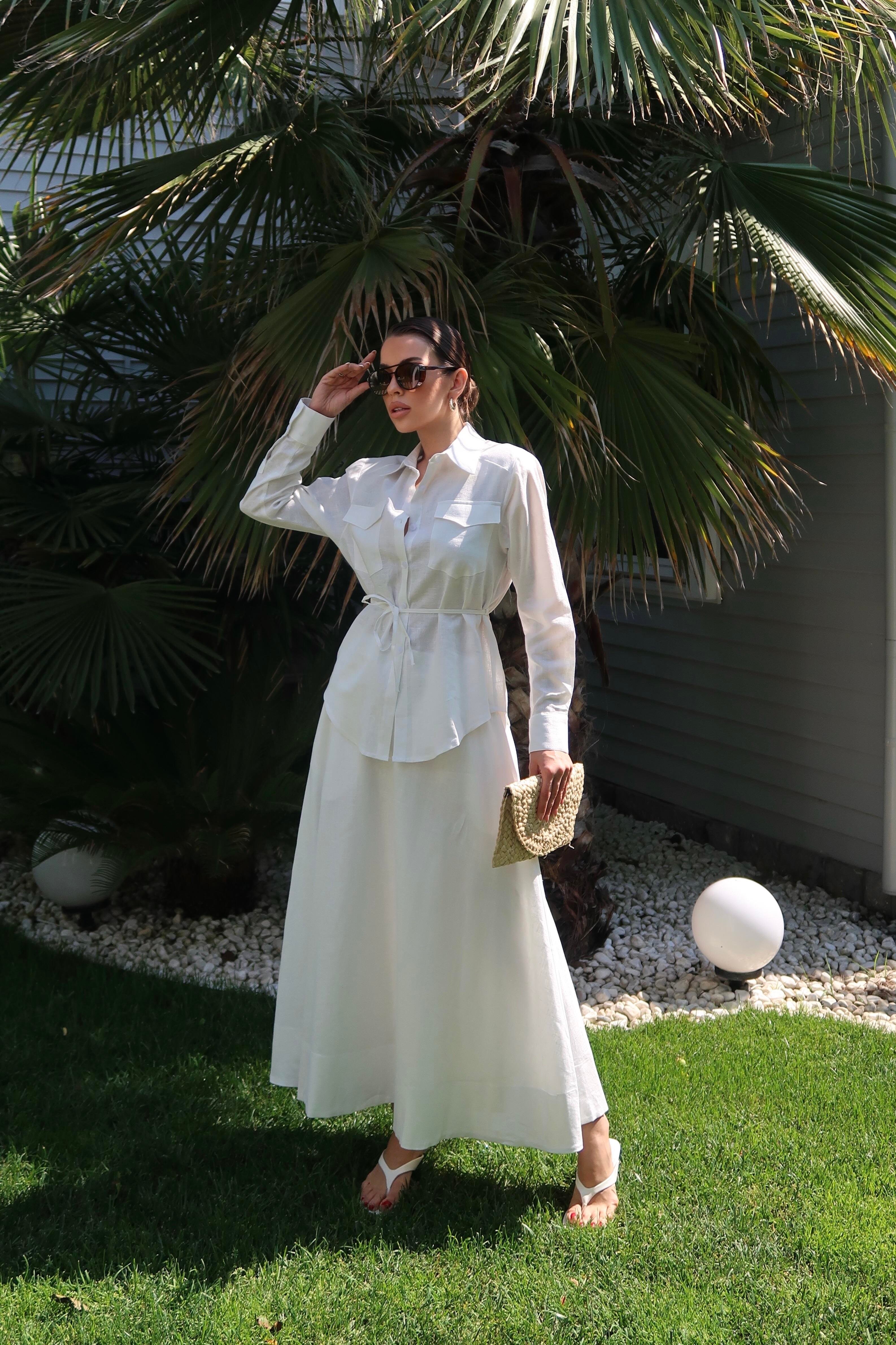 Palma Summer Charlotte Keten Gömlek Beyaz