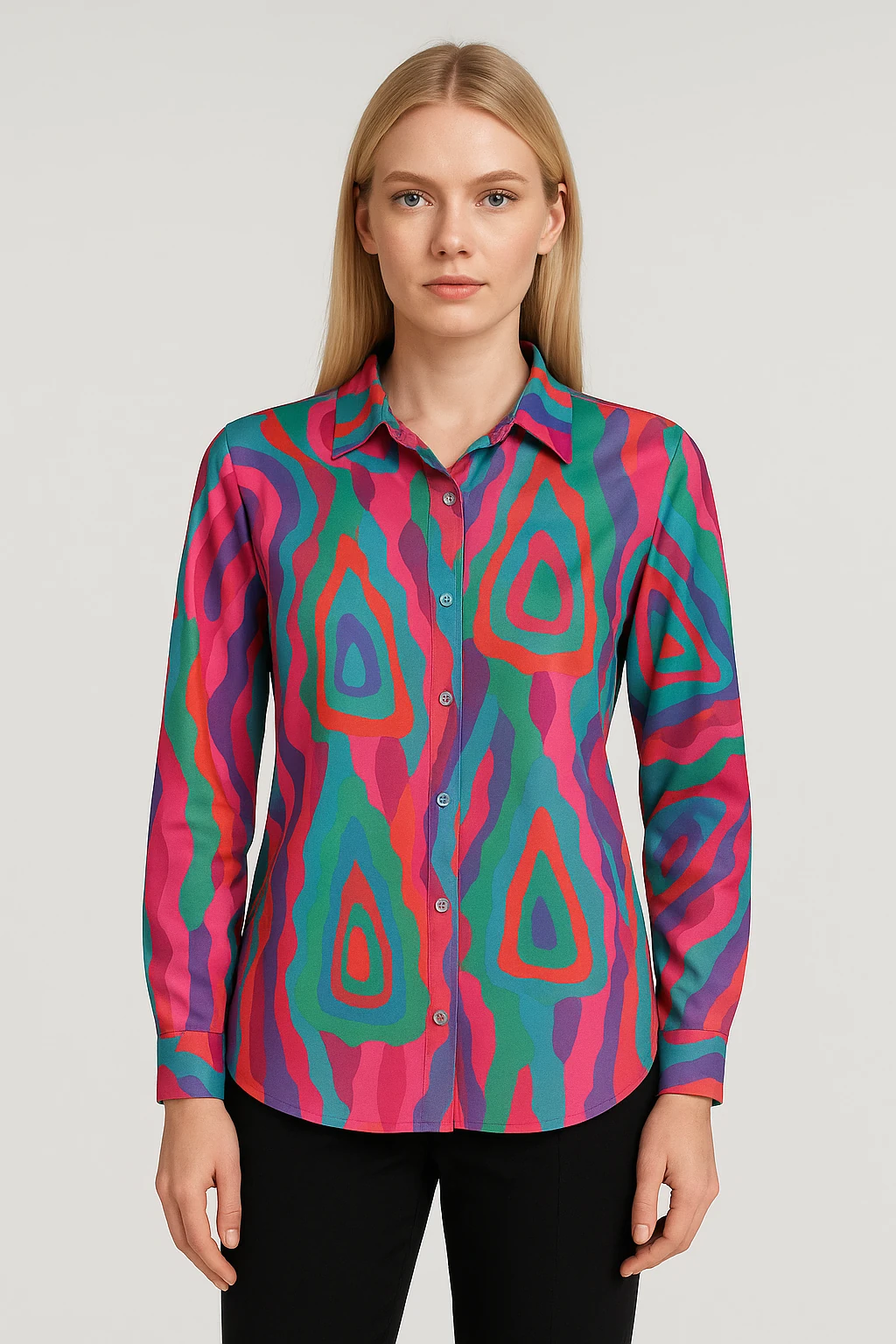 Desenli Gömlek Fuşya