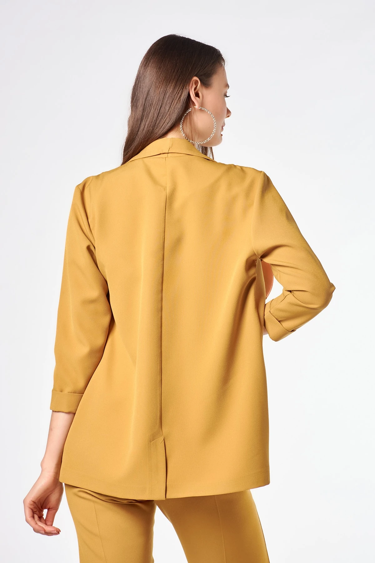 Cep Detaylı Hardal Kadın Blazer Ceket