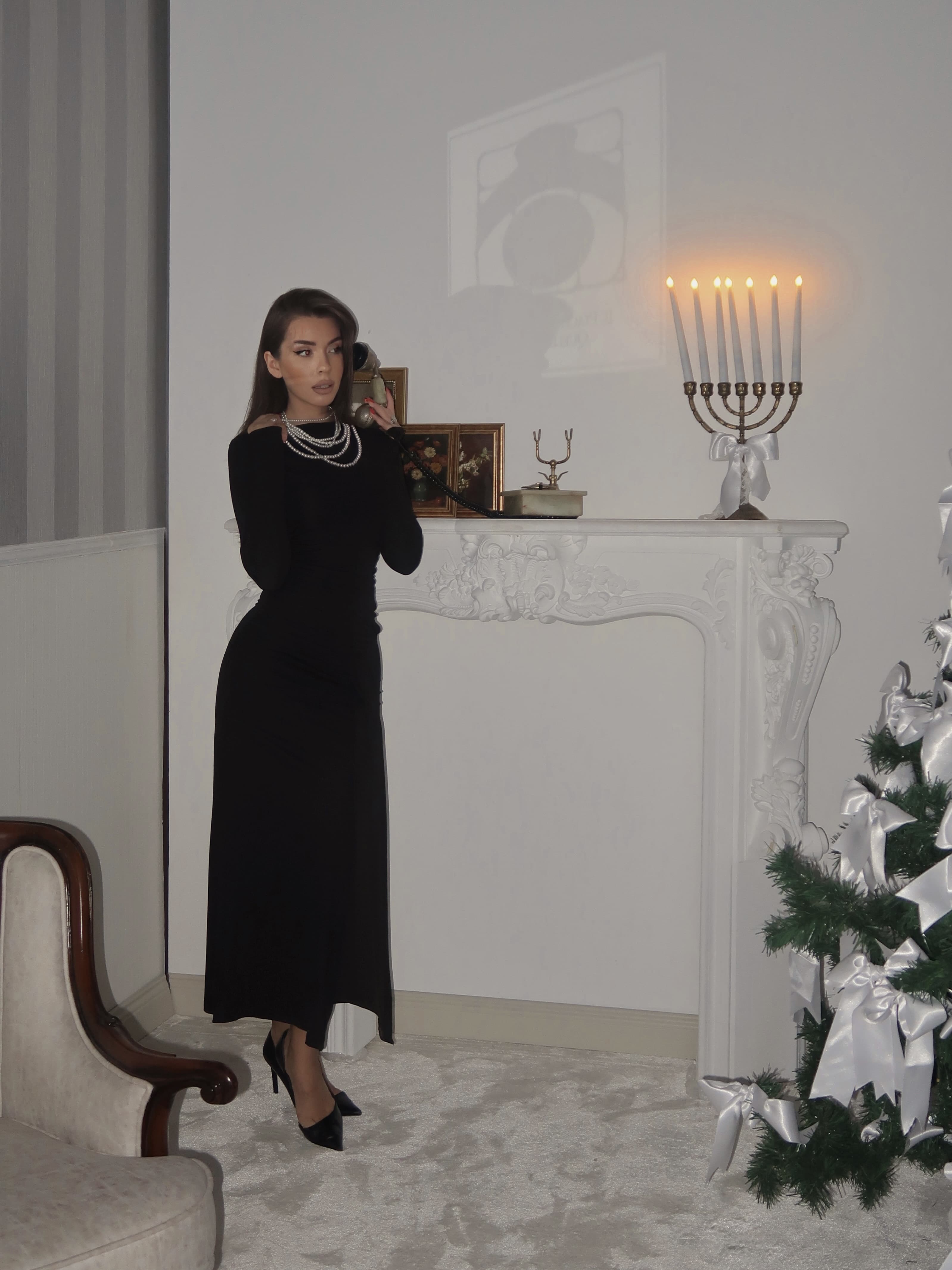 Sera Uzun Siyah Elbise