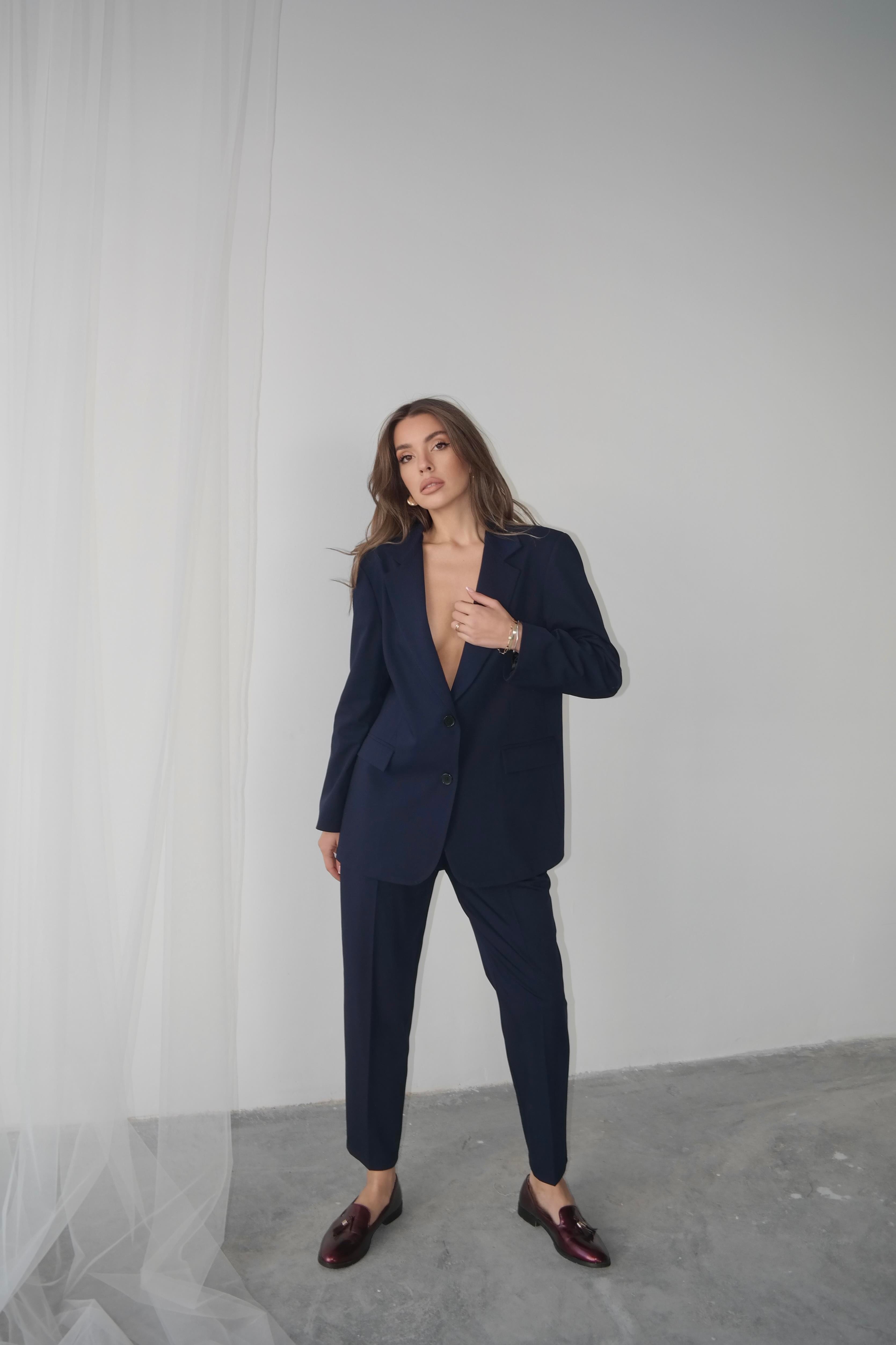 Maskülen Blazer Ceket Lacivert