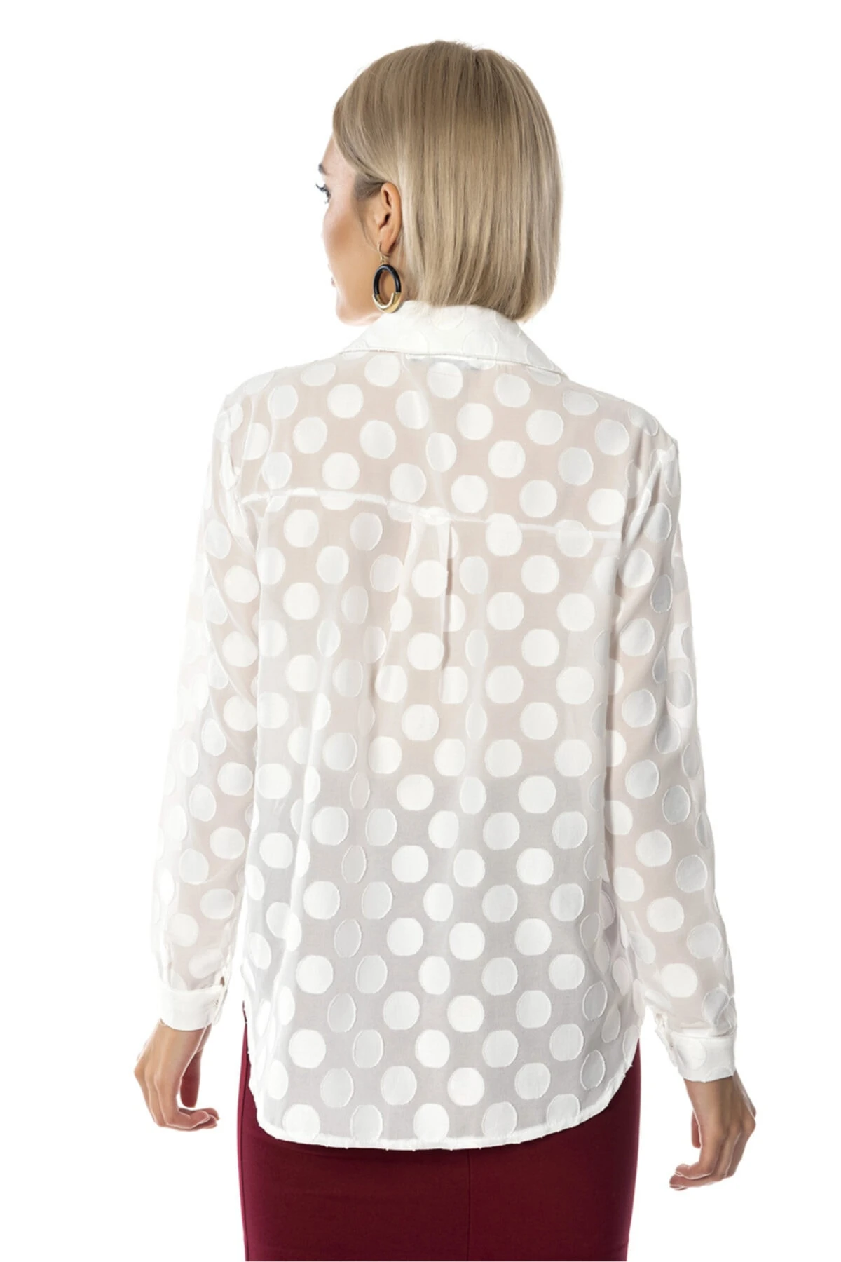 Puantiyeli Ekru Gömlek