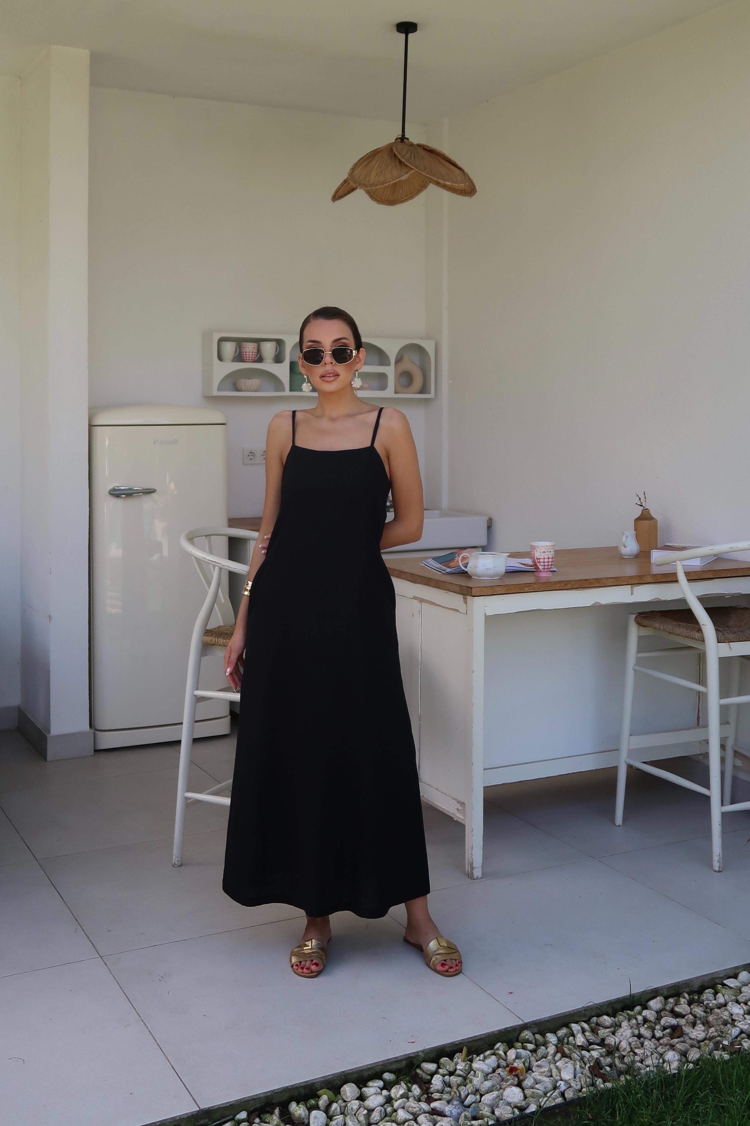 Palma Summer Casey Askılı Elbise Siyah