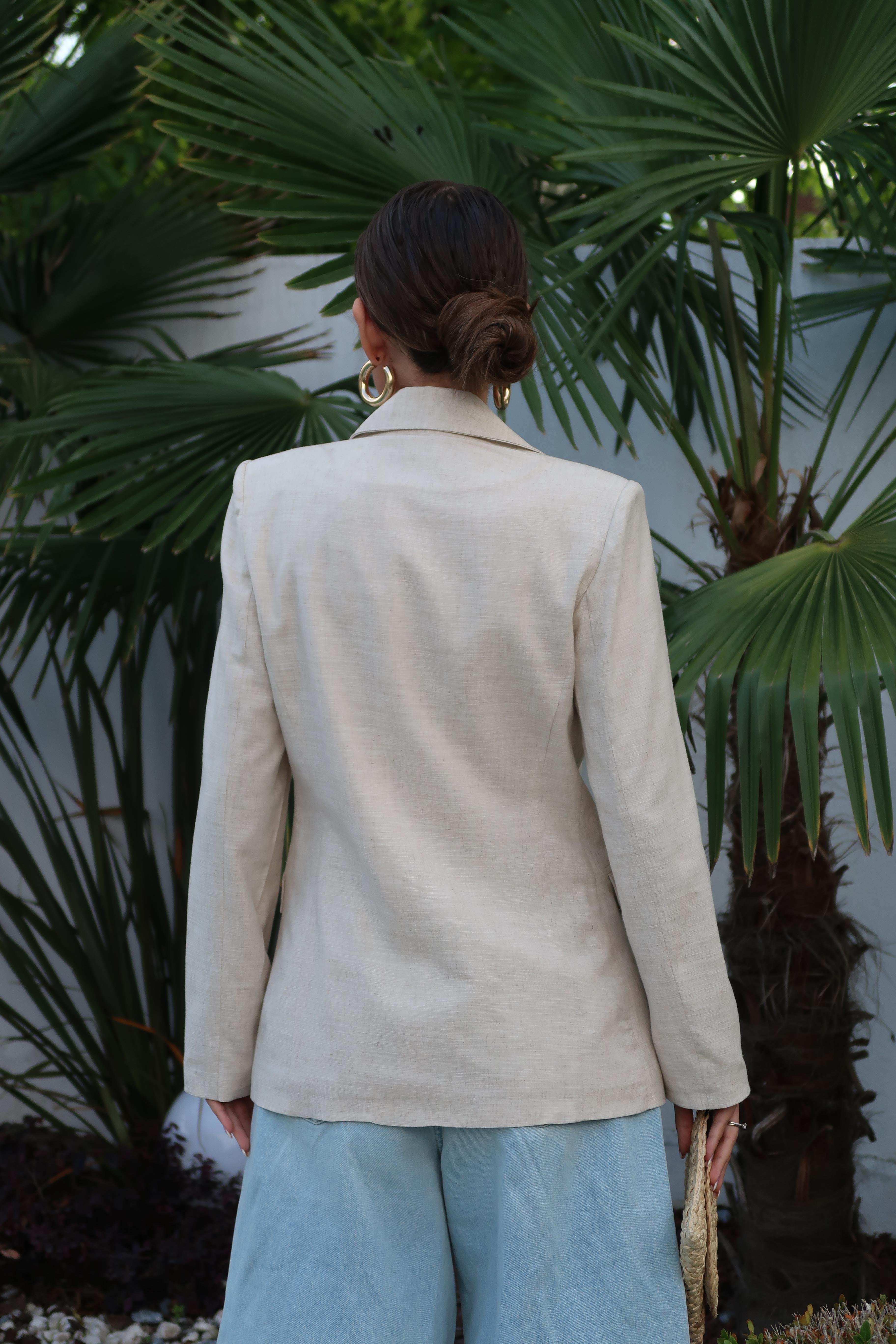 Palma Summer Alice Keten Blazer Ceket Natürel
