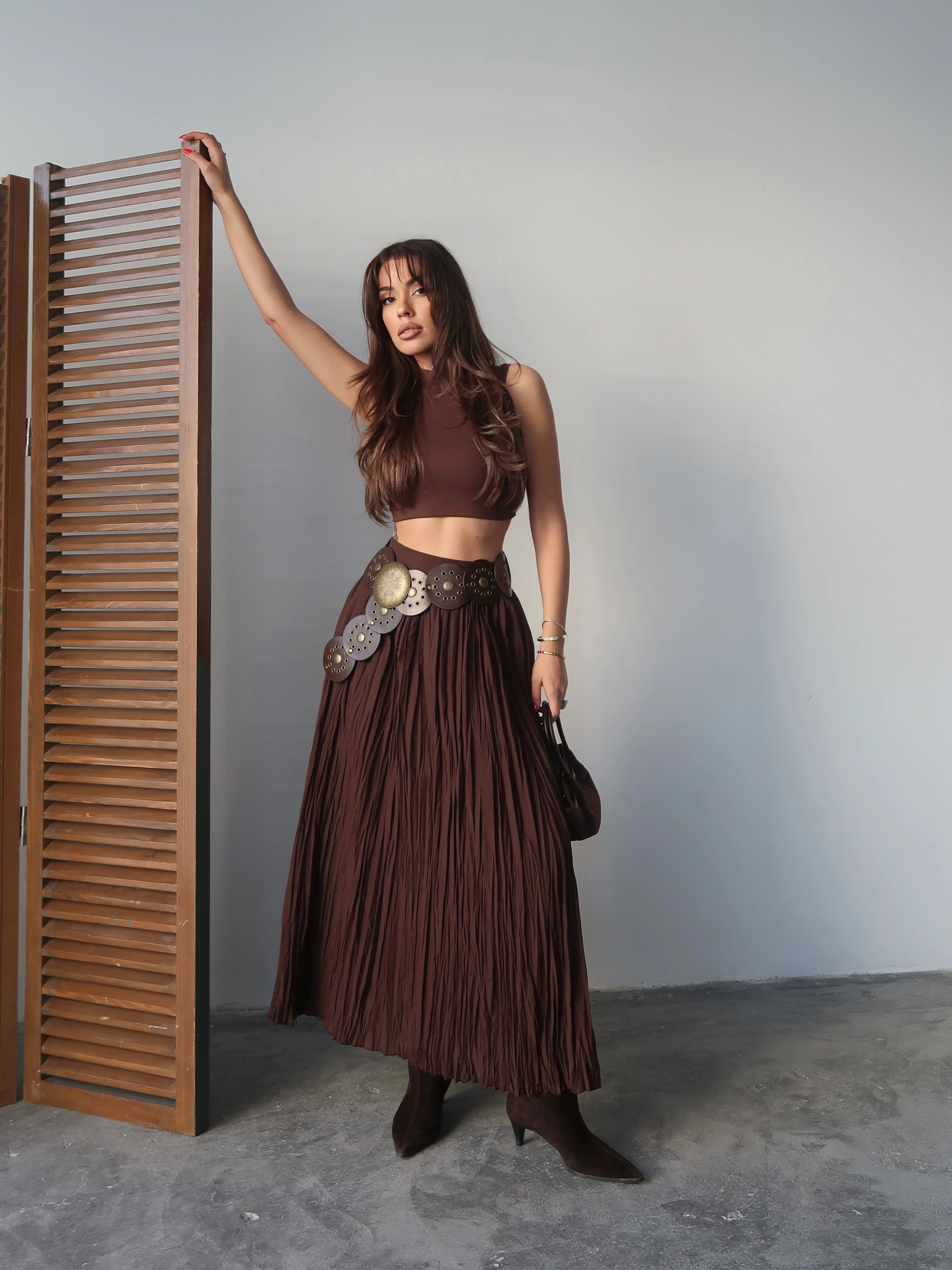 Acı Kahve Uzun Crush Etek