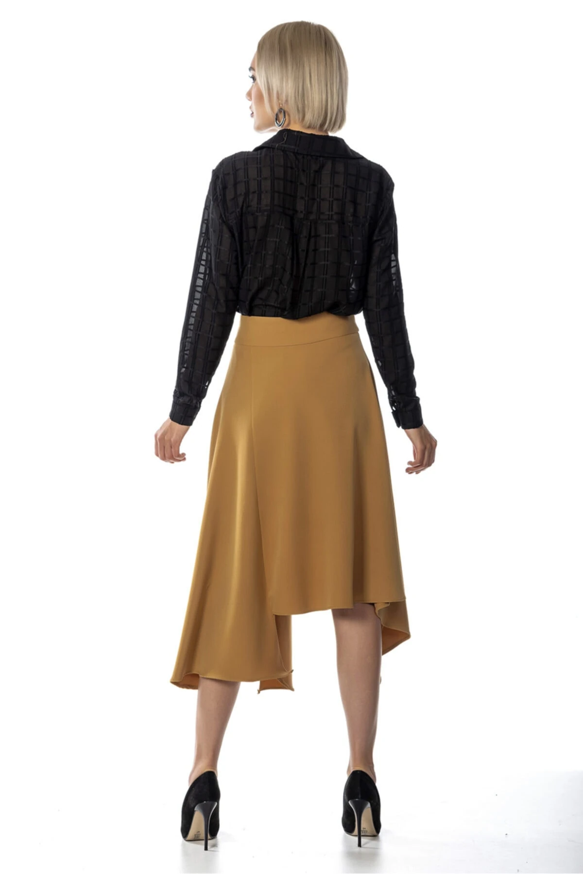 Asimetrik Kesim Açık Kahve Etek