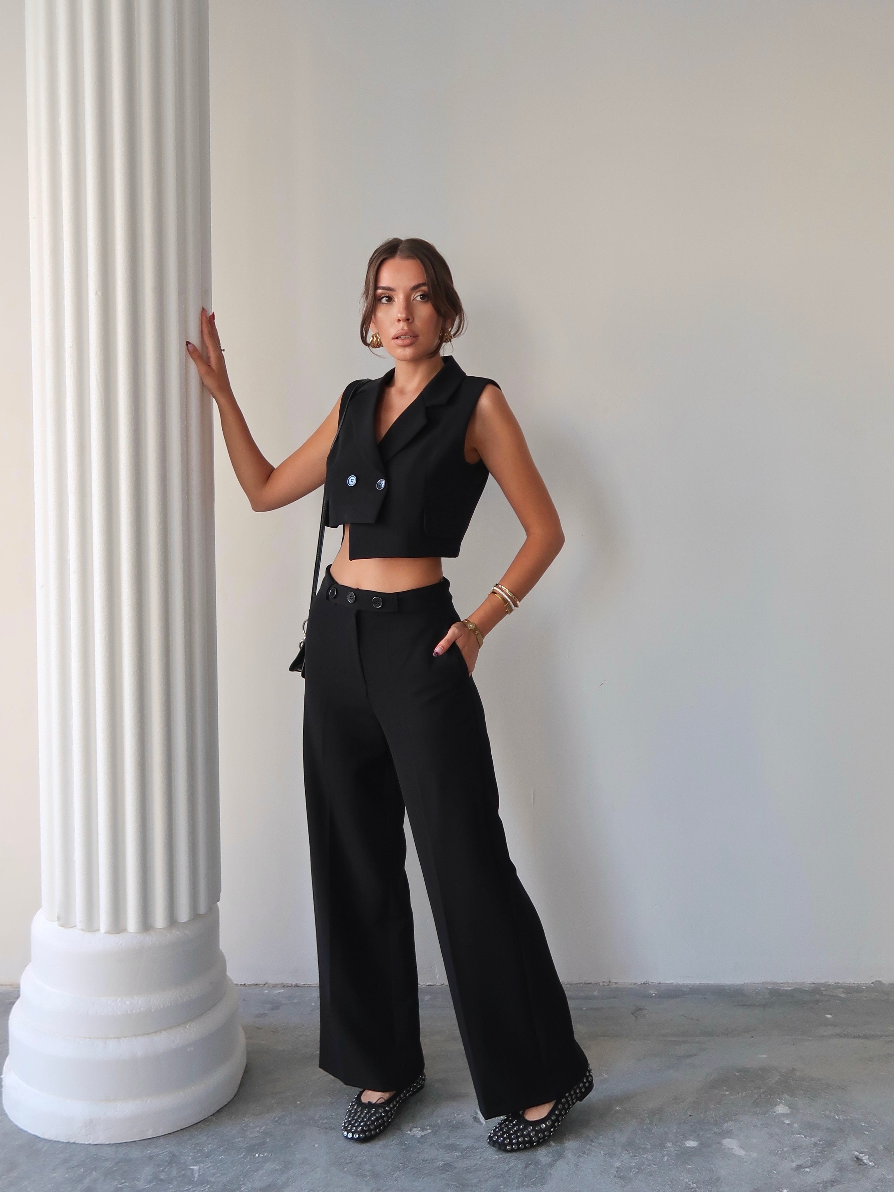 Rachel Yelekli İkili Takım Siyah