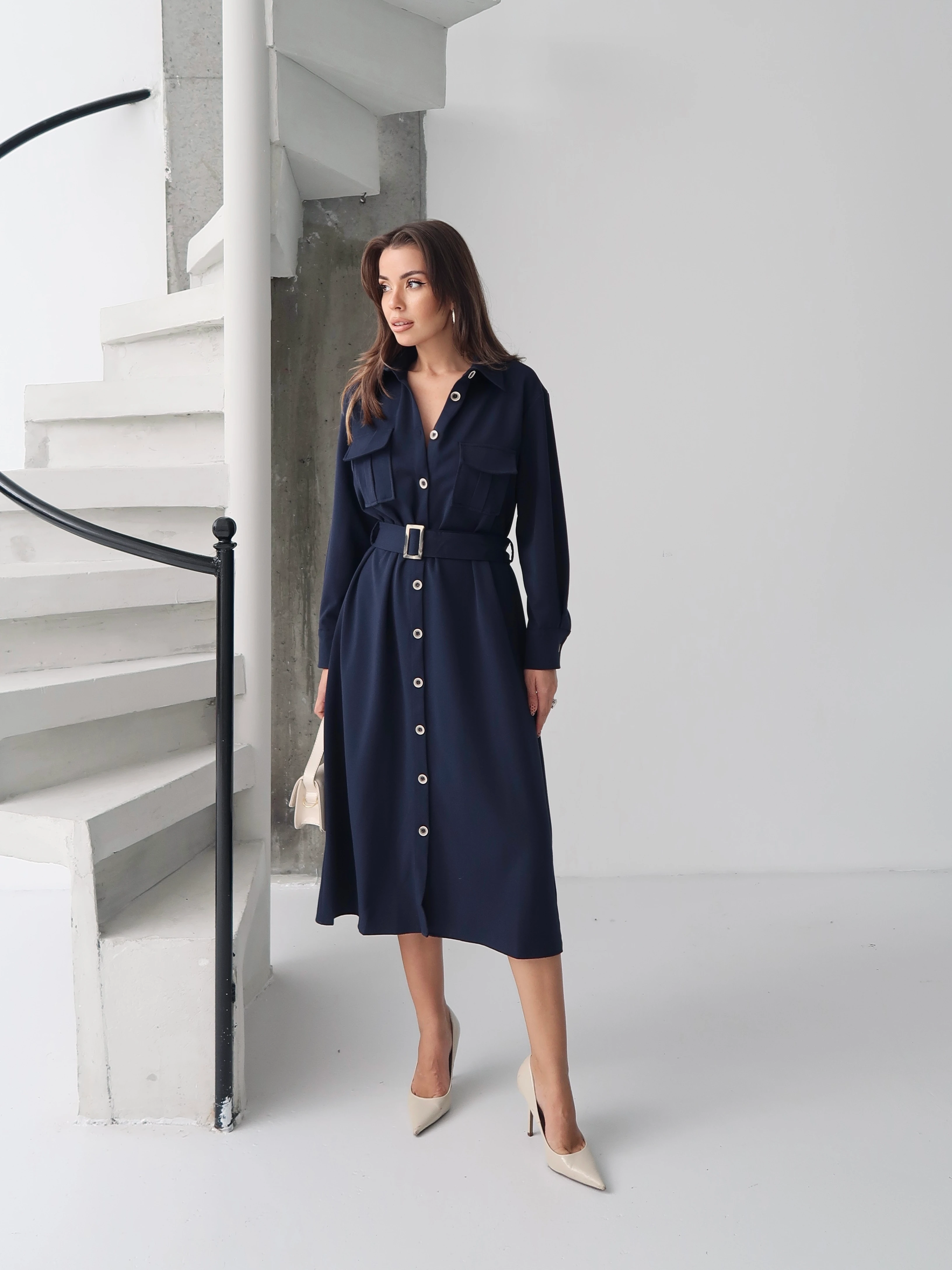 Gigi Kemerli Gömlek Elbise 