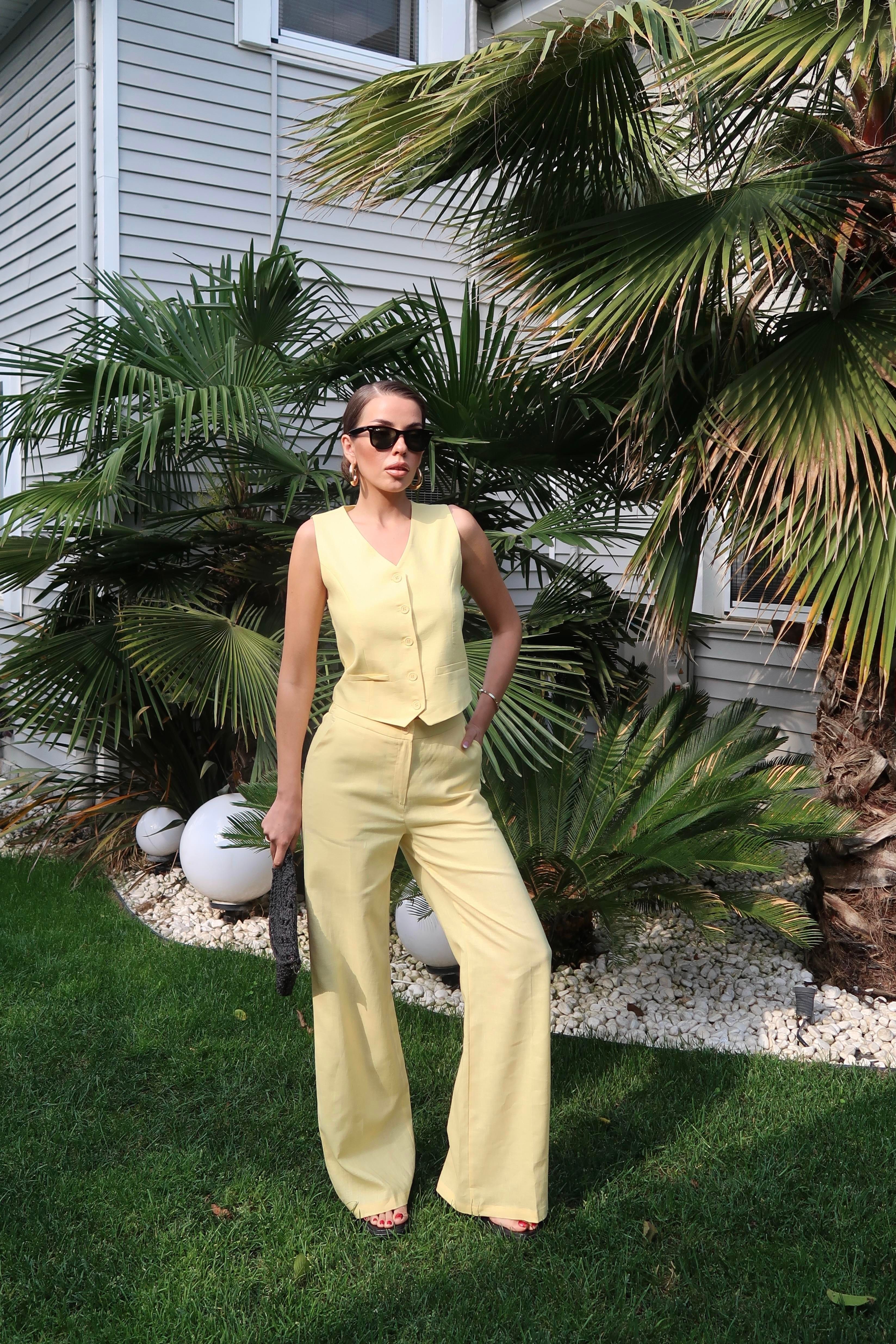 Palma Summer Marissa Keten Sarı Yelek