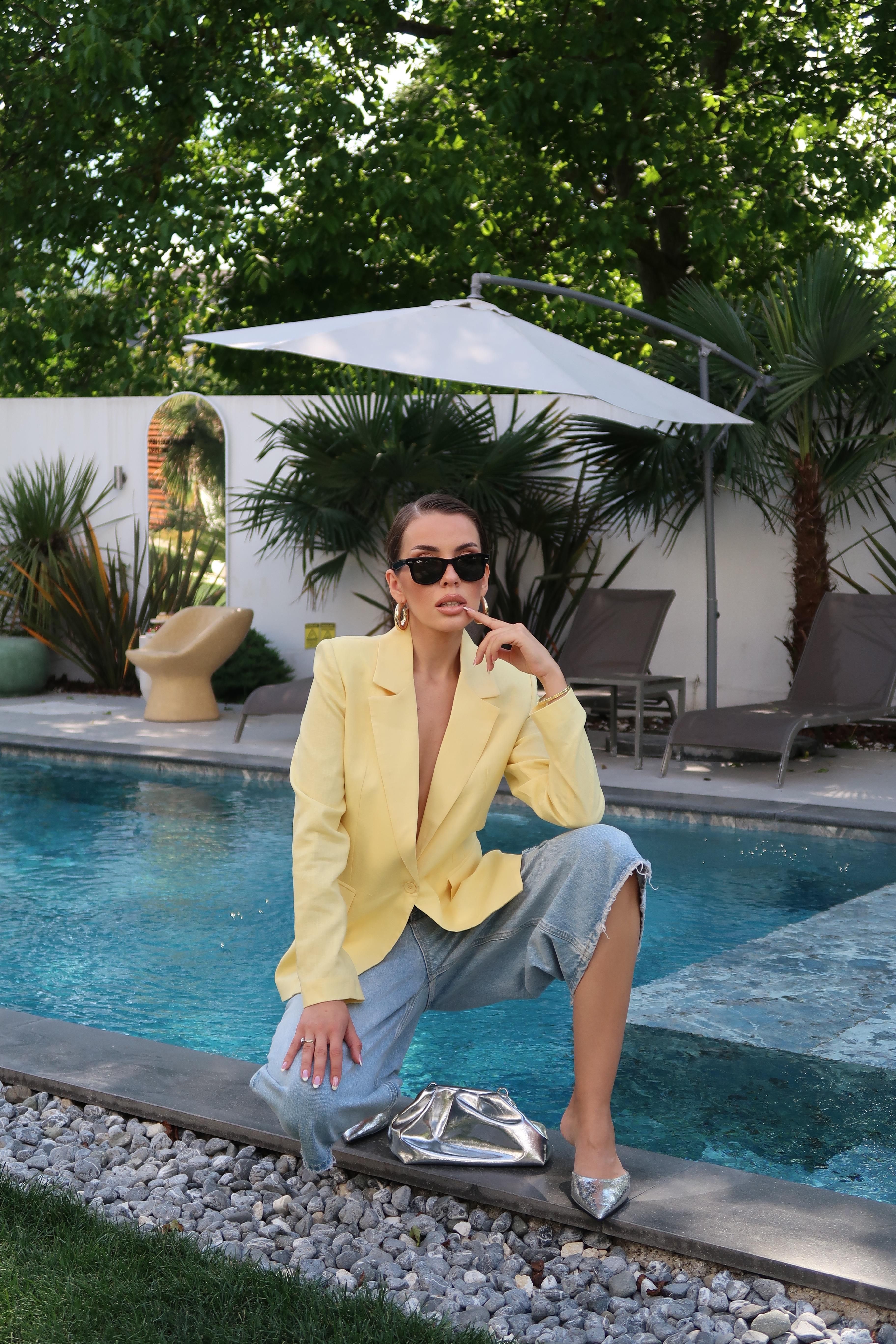Palma Summer Alice Keten Blazer Ceket Sarı