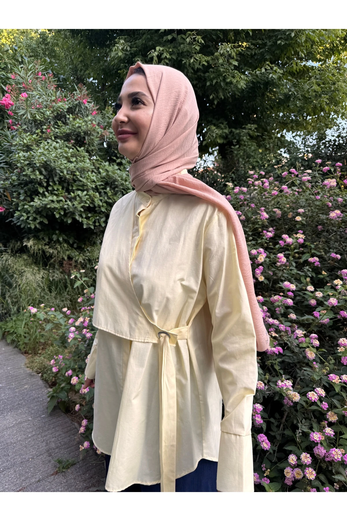 Kemerli Parçalı Gömlek Siyah