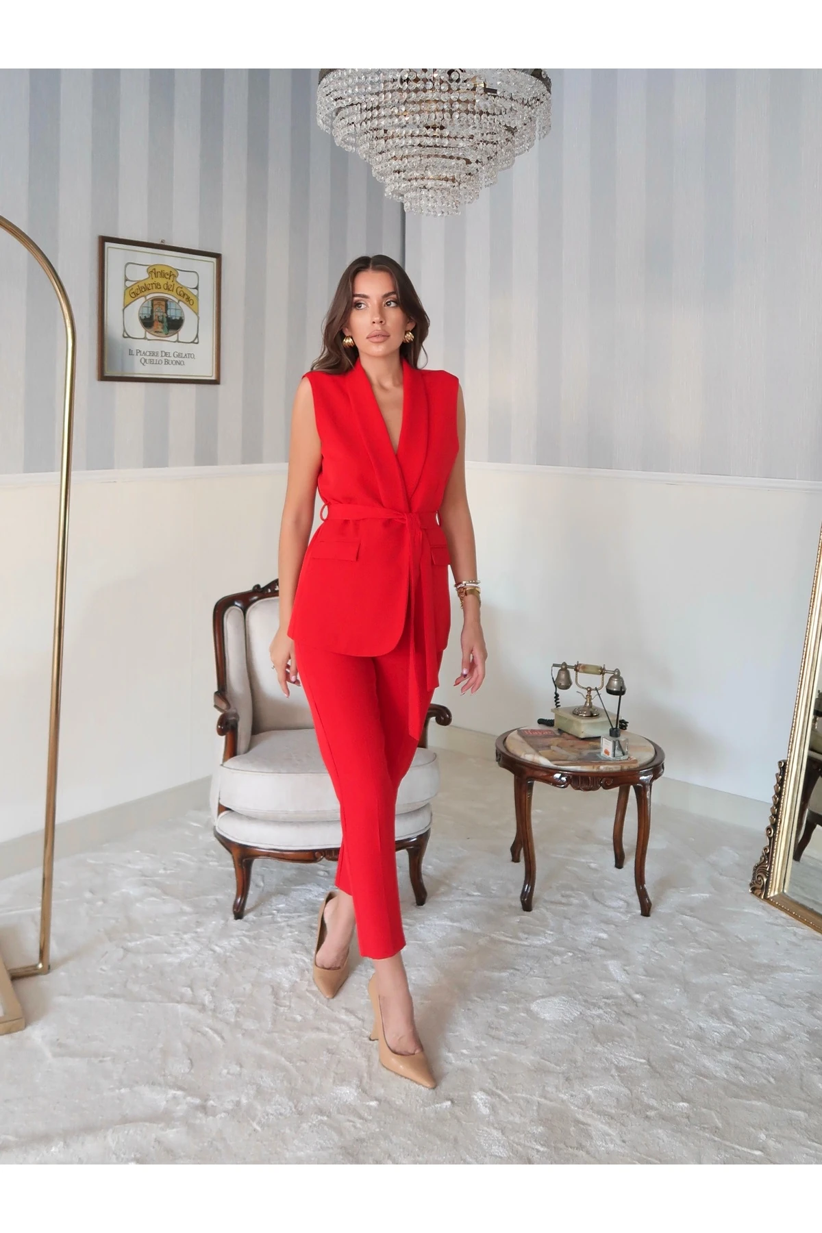 Violet Kuşaklı Yelek 