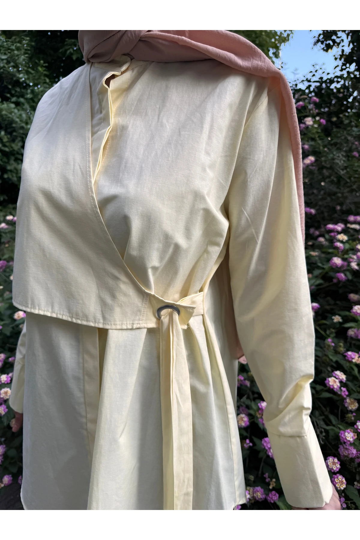 Kemerli Parçalı Gömlek Siyah