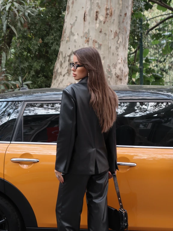 Carrie Deri Blazer Ceket Siyah