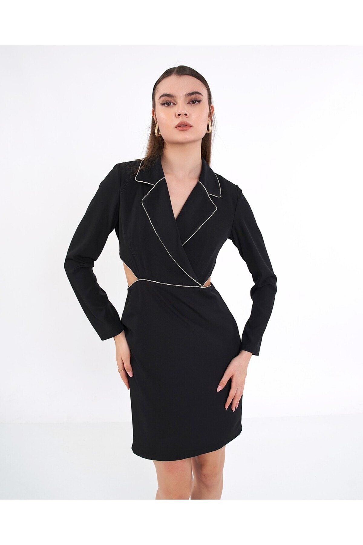 Taş Detaylı Mini Elbise