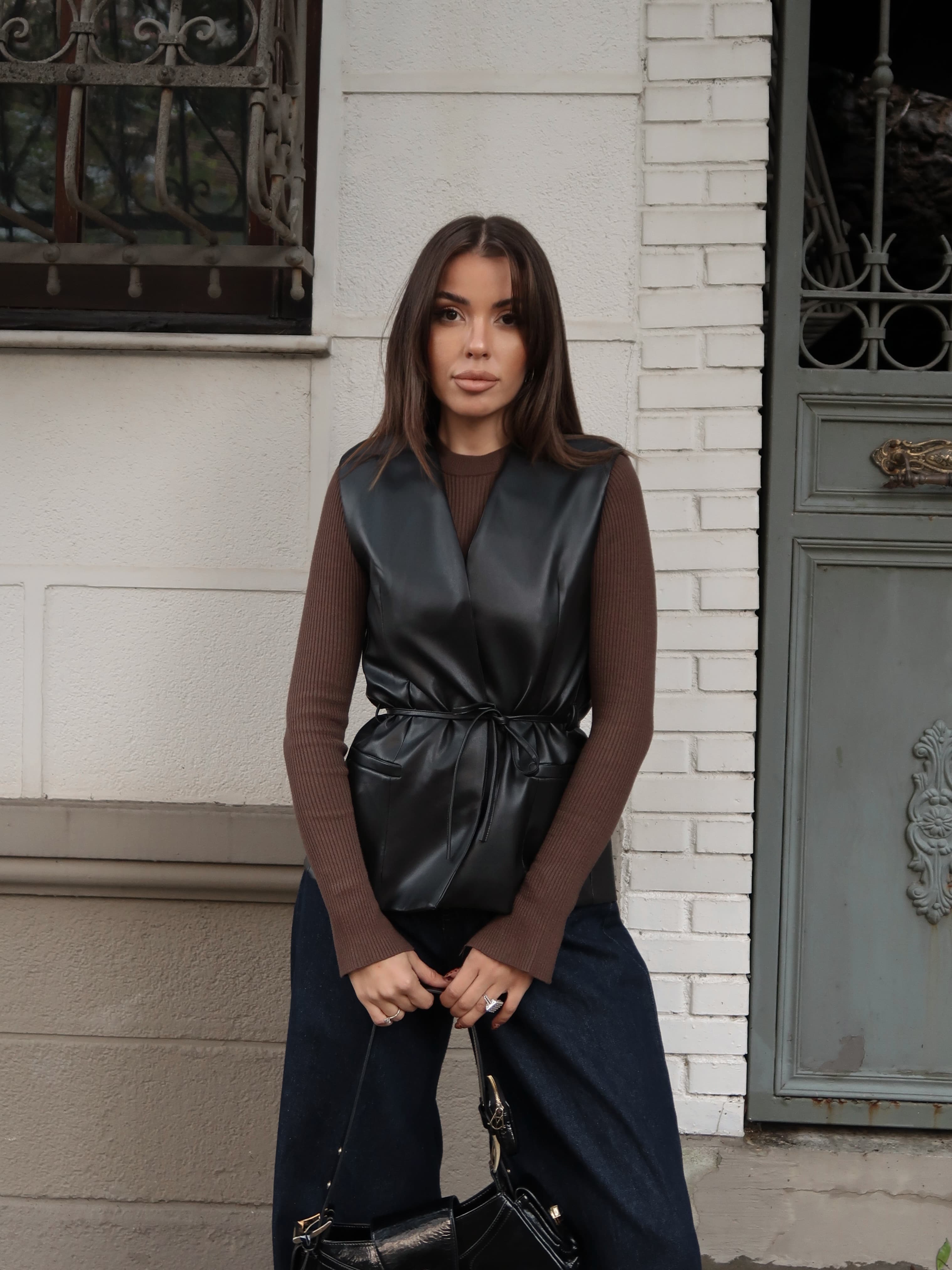 Deri Janet Siyah Yelek