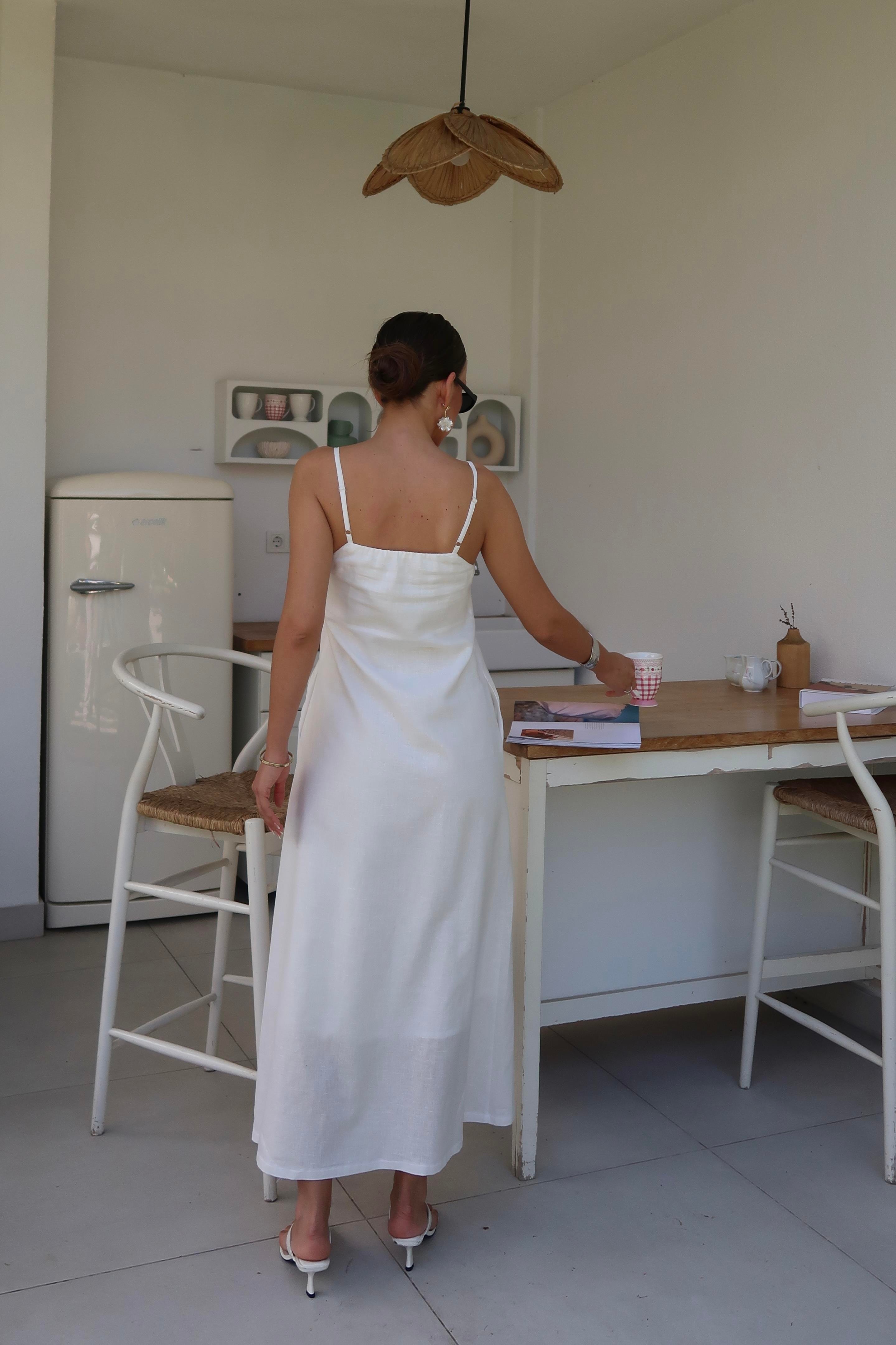 Palma Summer Casey Askılı Elbise Beyaz
