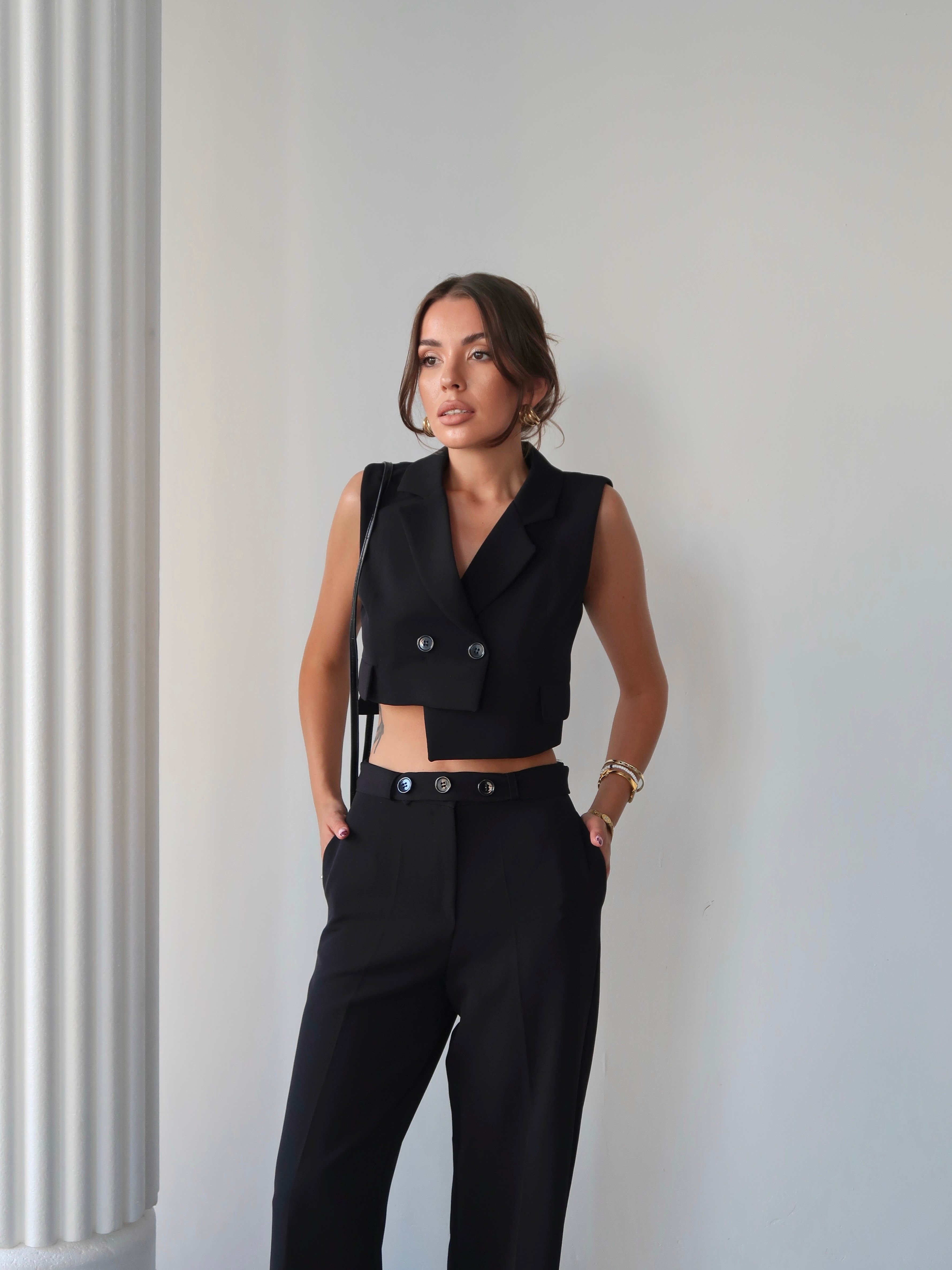 Rachel Yelekli İkili Takım Siyah