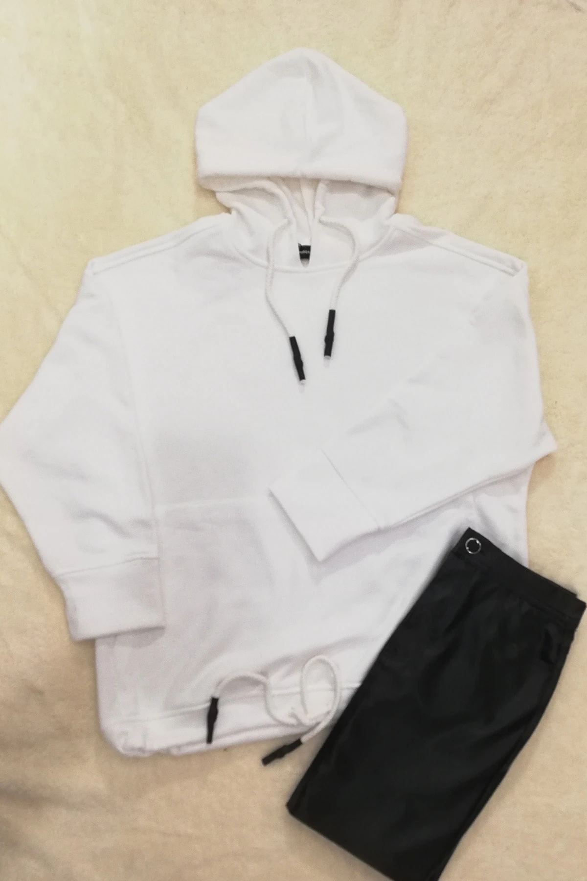 Kadın Kapşonlu Ekru Sweatshirt