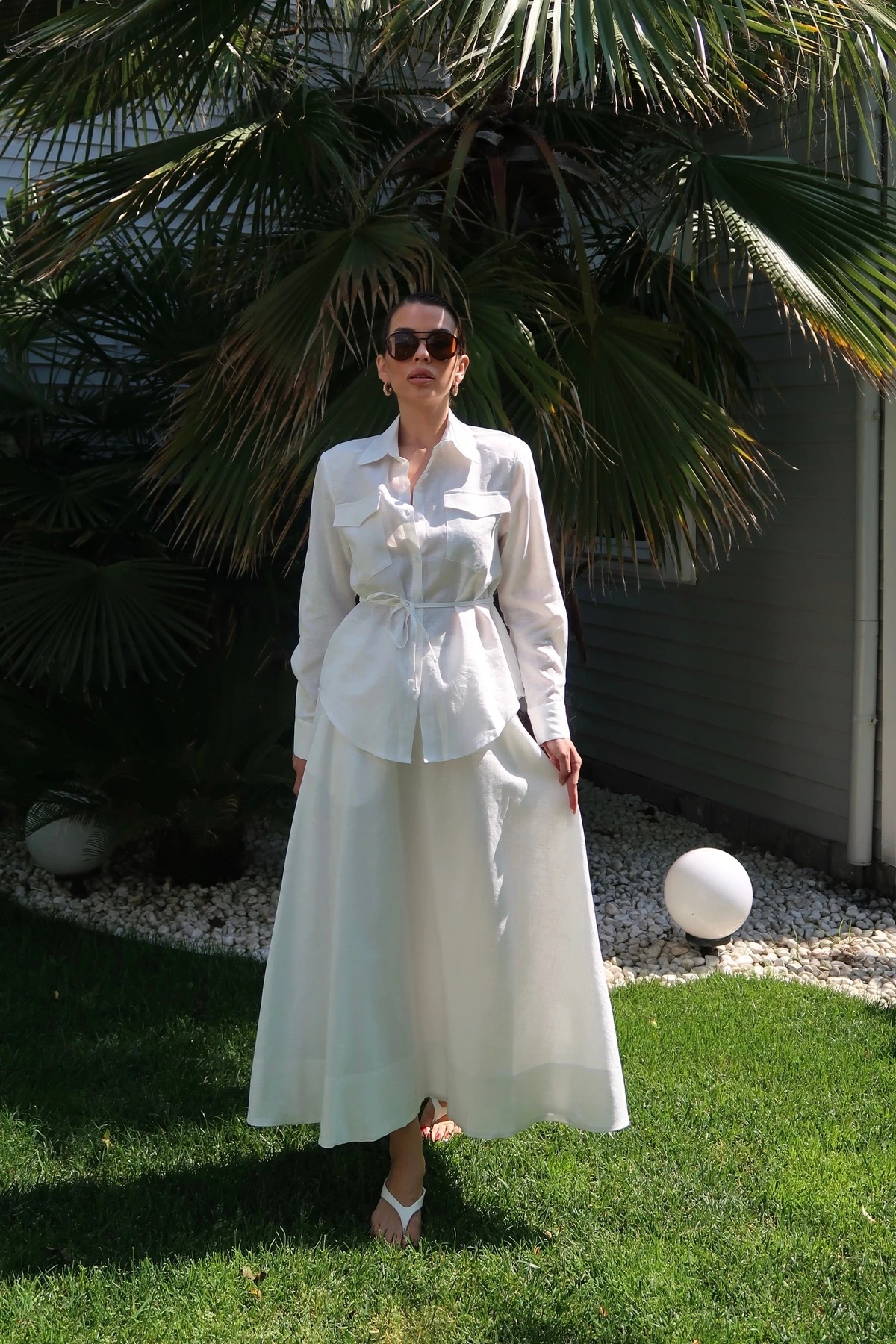 Palma Summer Jess Keten Kloş Etek Beyaz