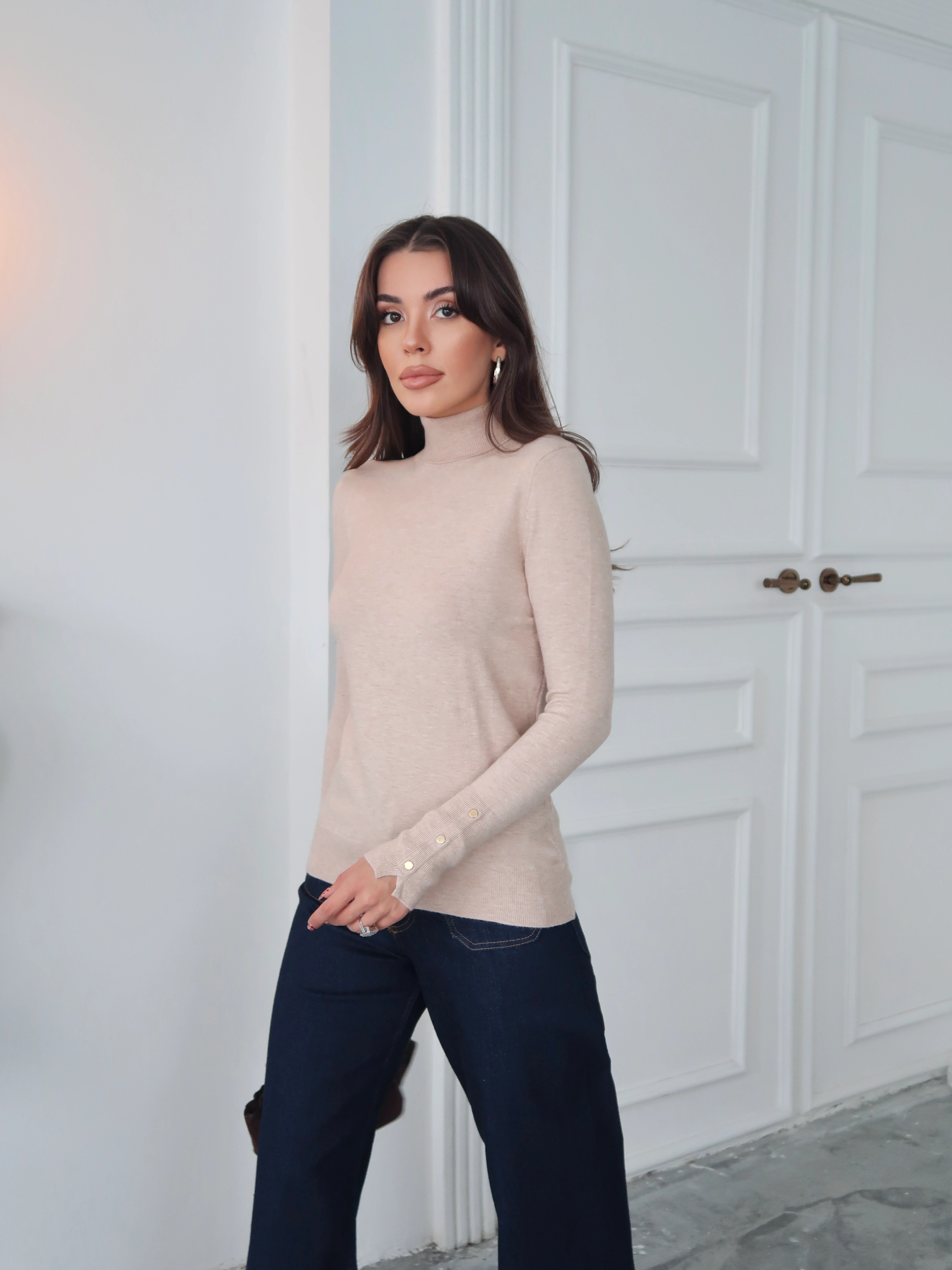 Balıkçı Yaka Detaylı Kazak