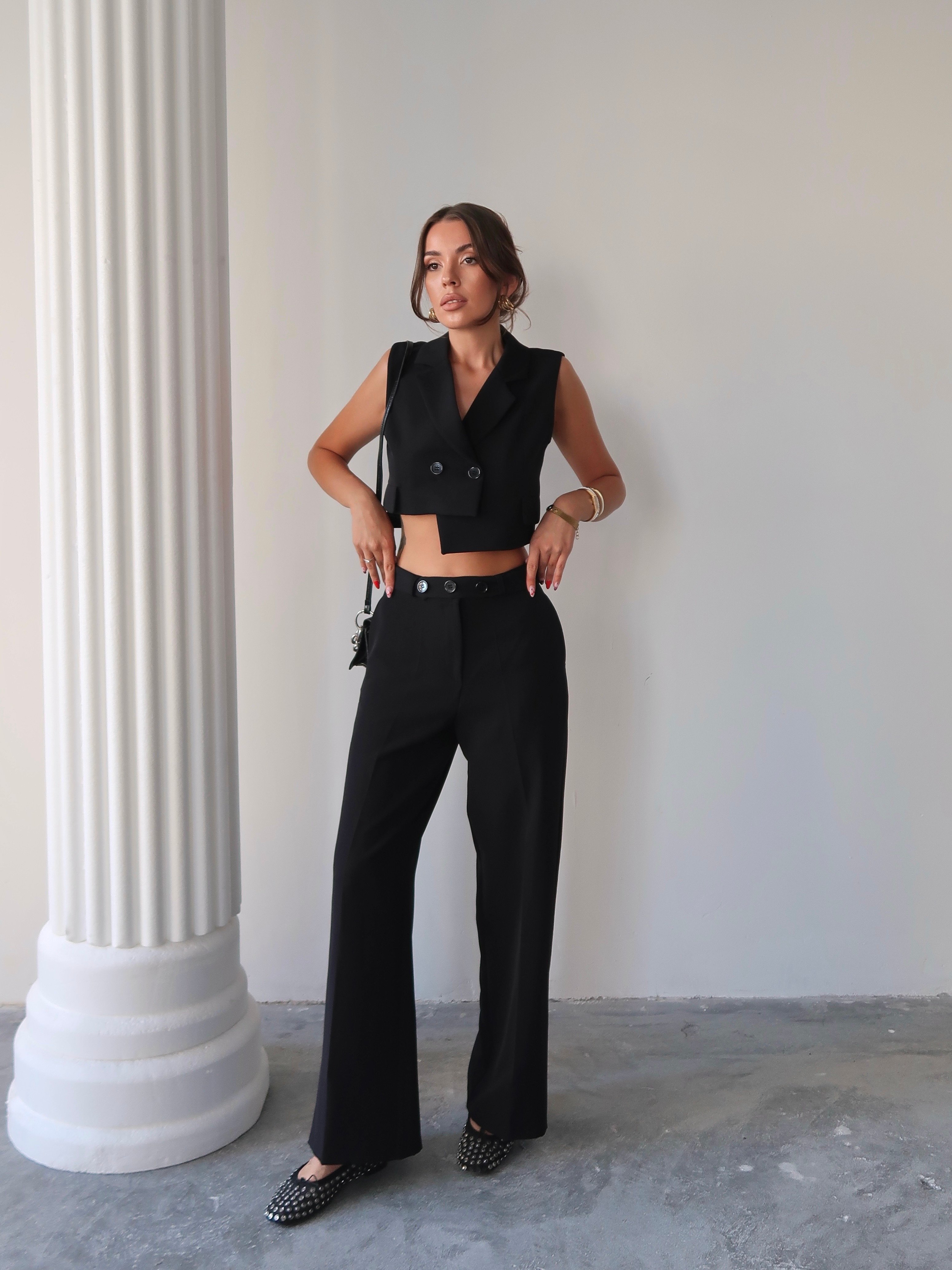 Rachel Yelekli İkili Takım Siyah
