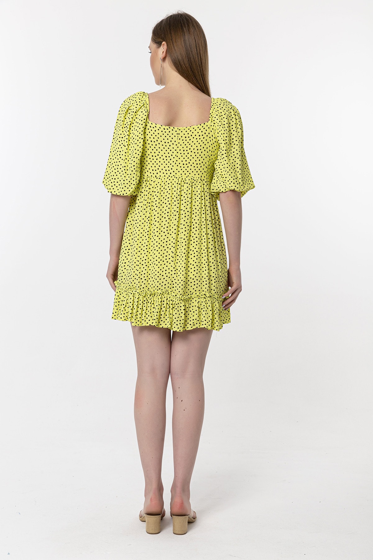 Lila Desenli Mini Elbise