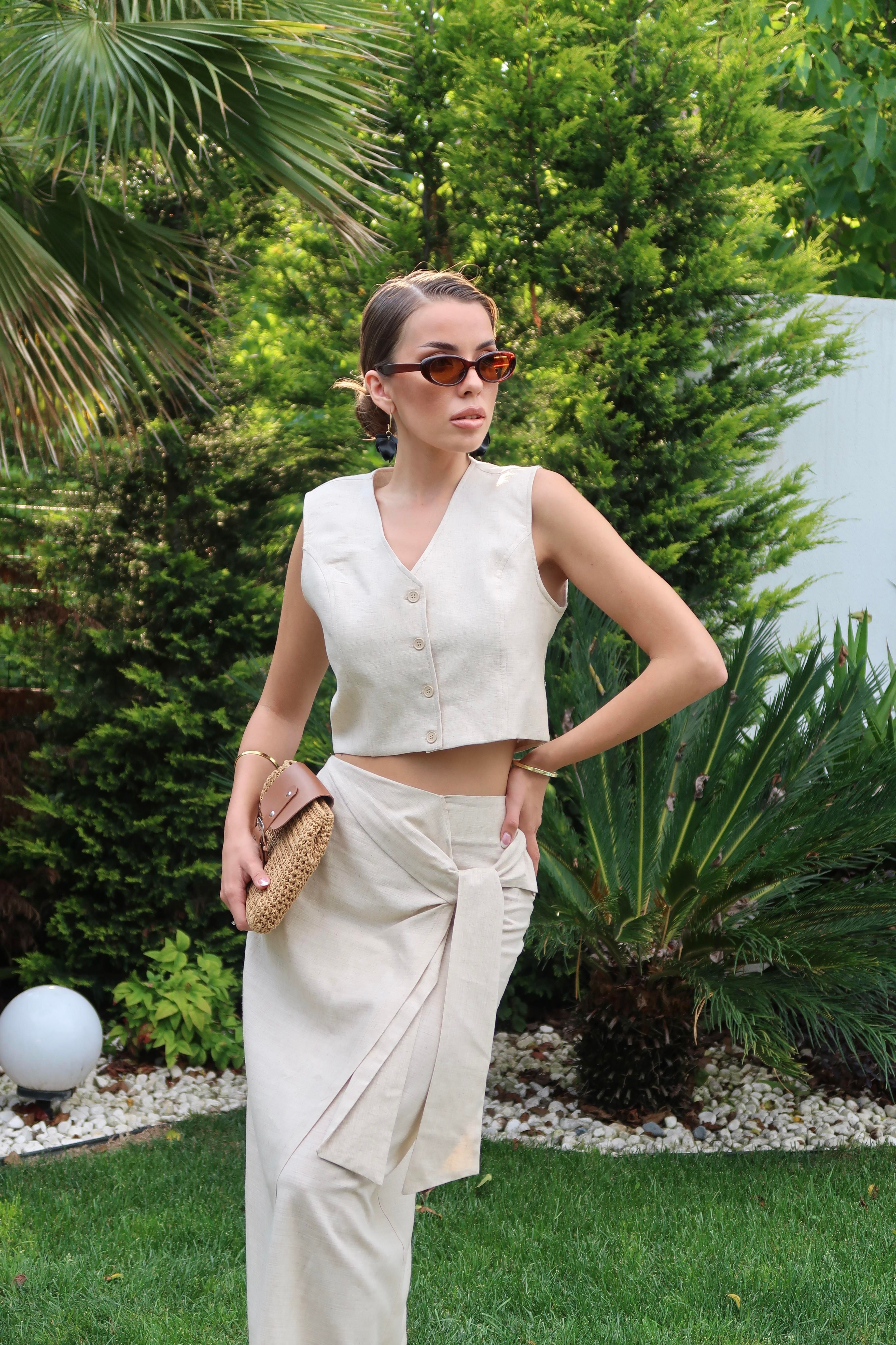 Palma Summer Julie Keten Crop Natural Yelek