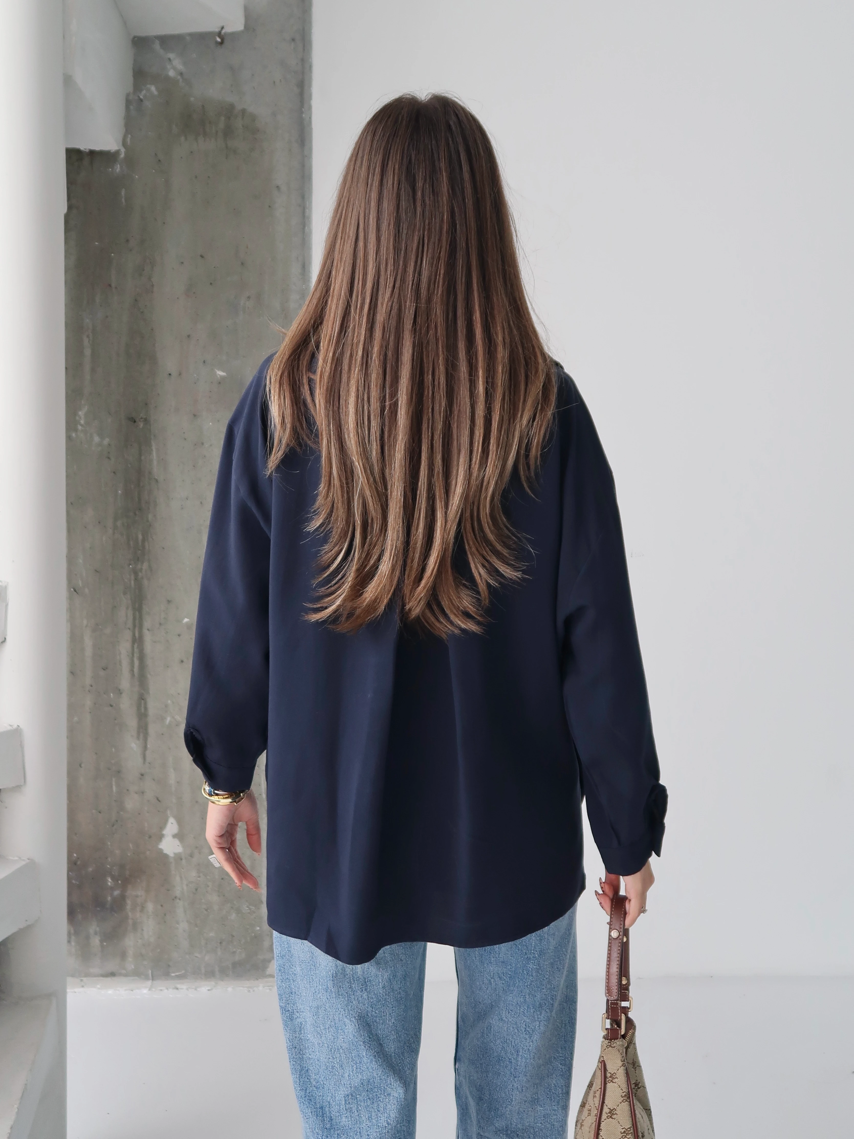 Linda Lacivert Gömlek