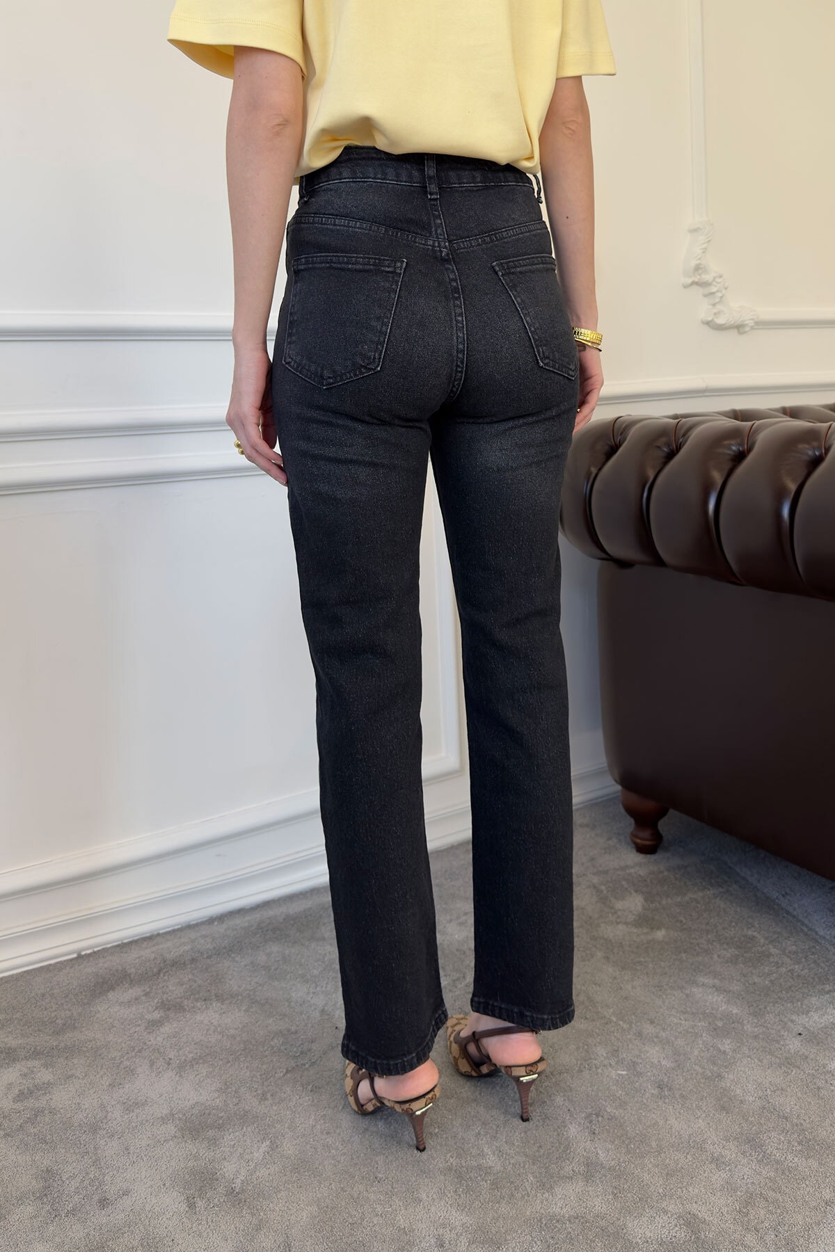 Zincir Detay Premium Jean Pantolon- GRİ