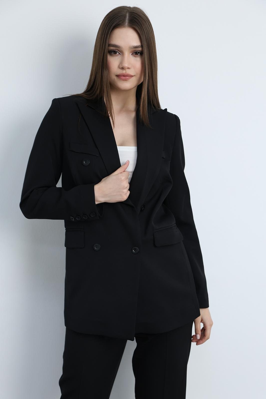 Aria Düğmeli Blazer Ceket Siyah