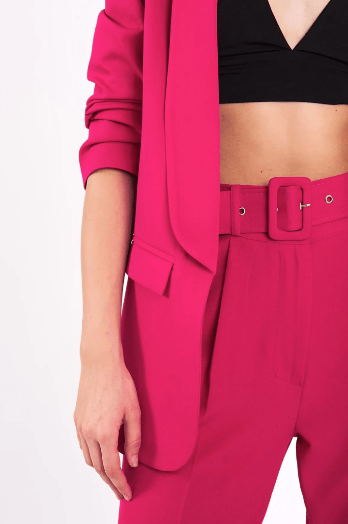 Mia Kolu Büzgülü Blazer Ceket Pembe