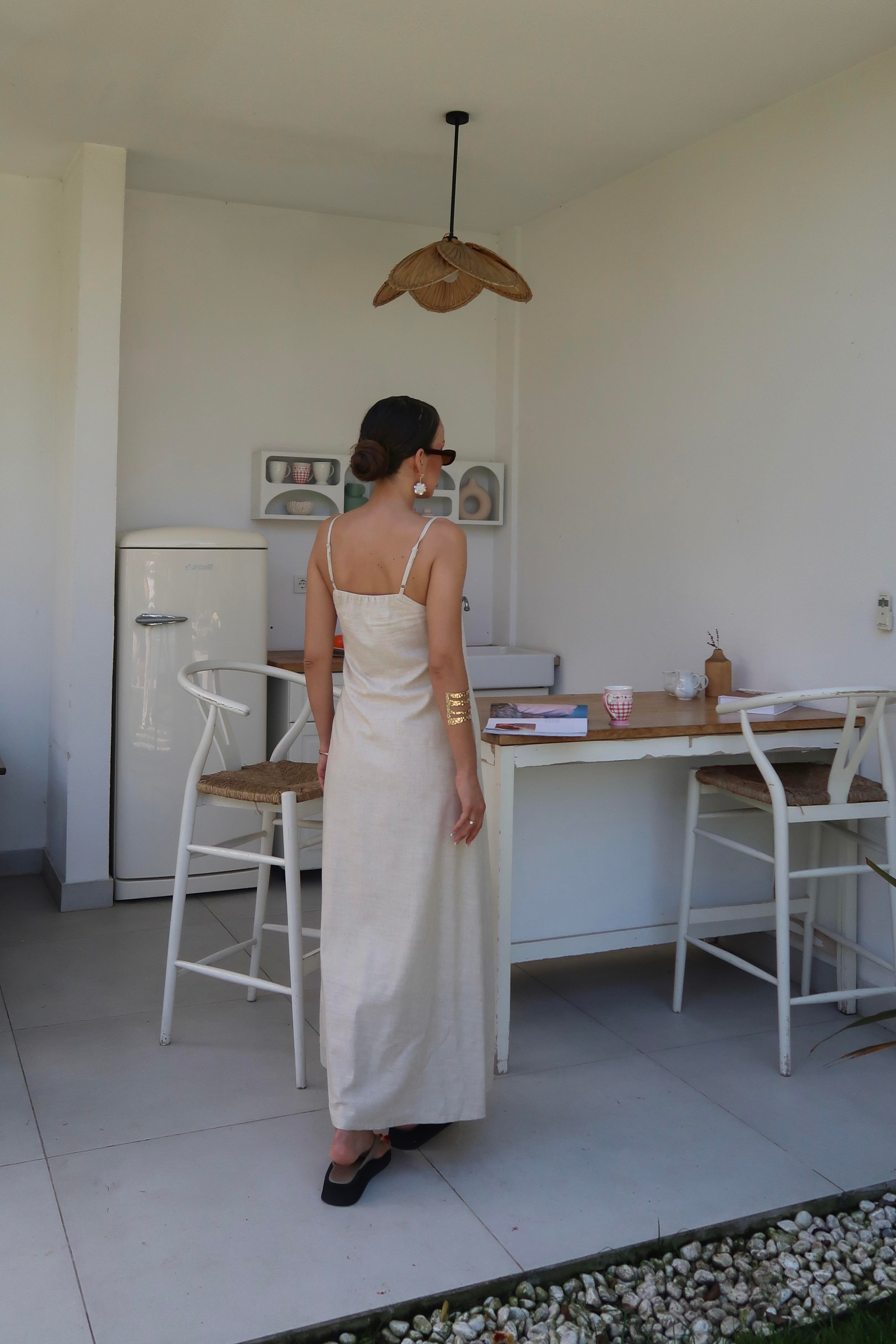 Palma Summer Casey Askılı Elbise Natürel