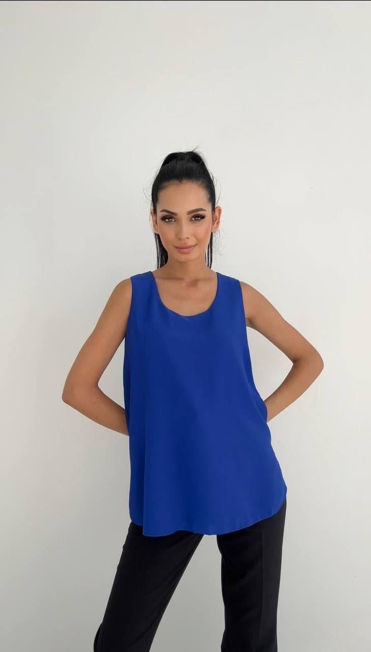 Sıfır Kollu Çift Katlı Sax Bluz