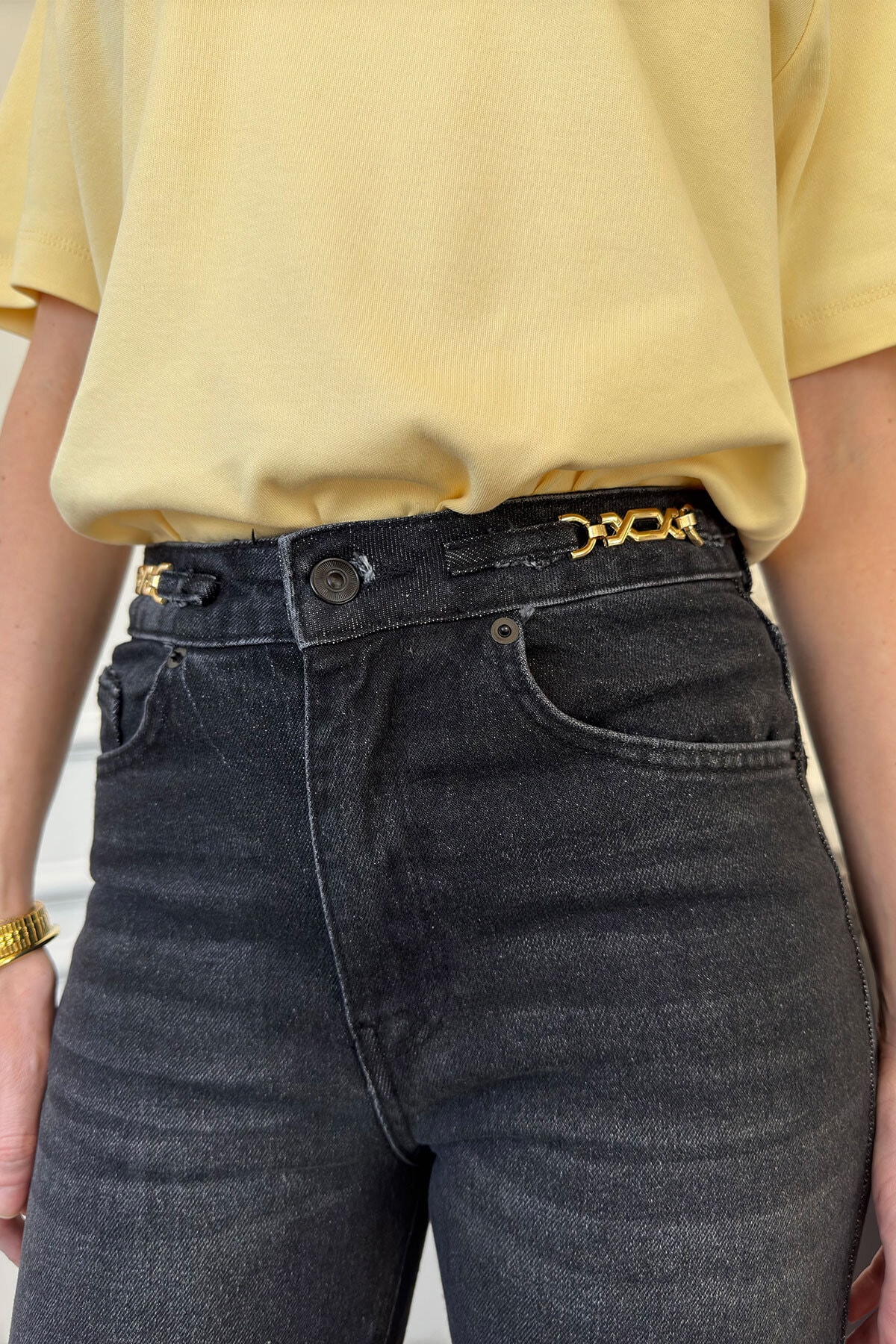 Zincir Detay Premium Jean Pantolon- GRİ