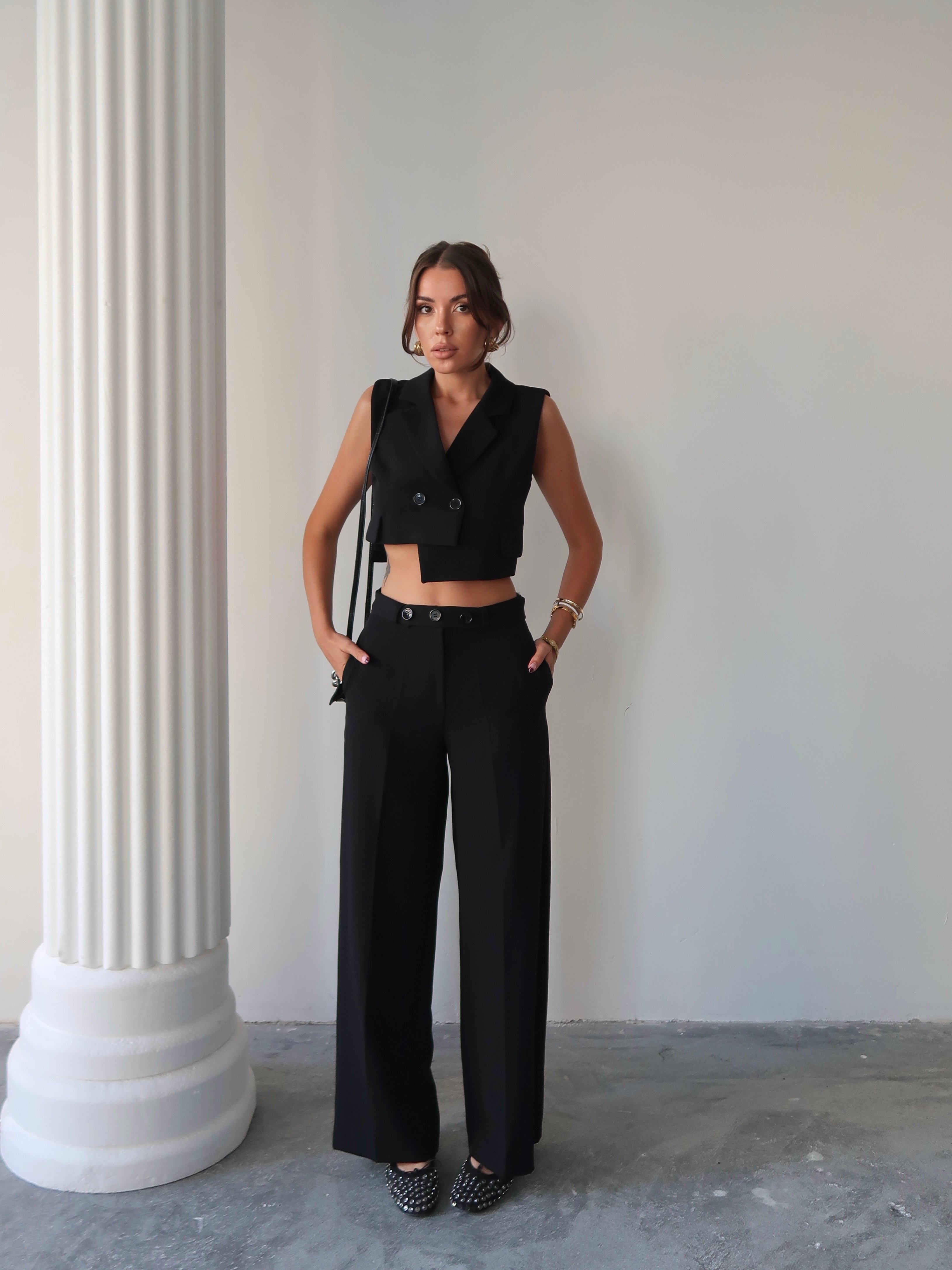Rachel Yelekli İkili Takım Siyah