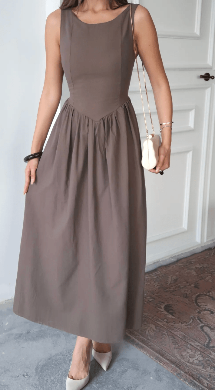 Olivia Keten Elbise Naturel