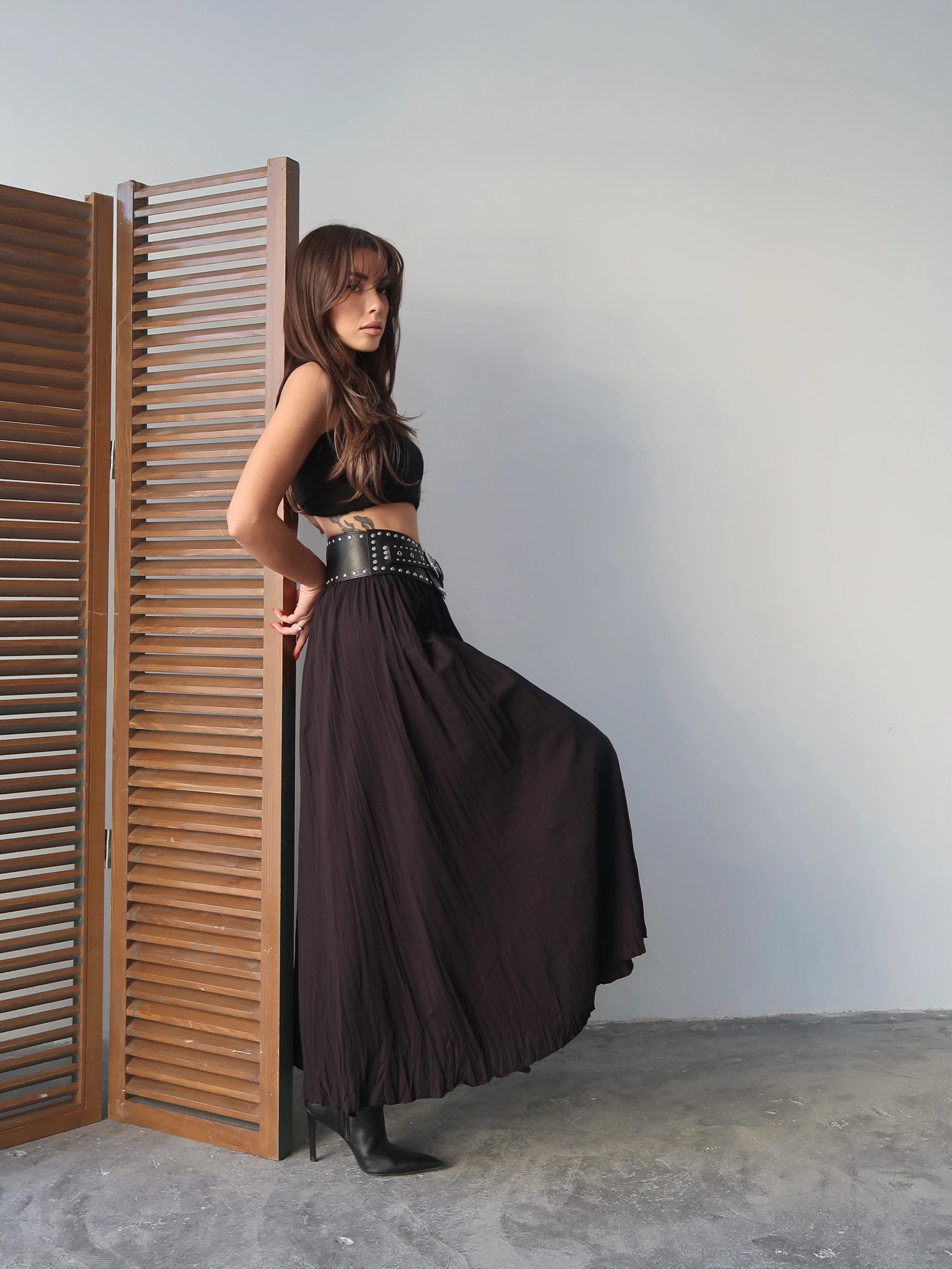 Acı Kahve Uzun Crush Etek