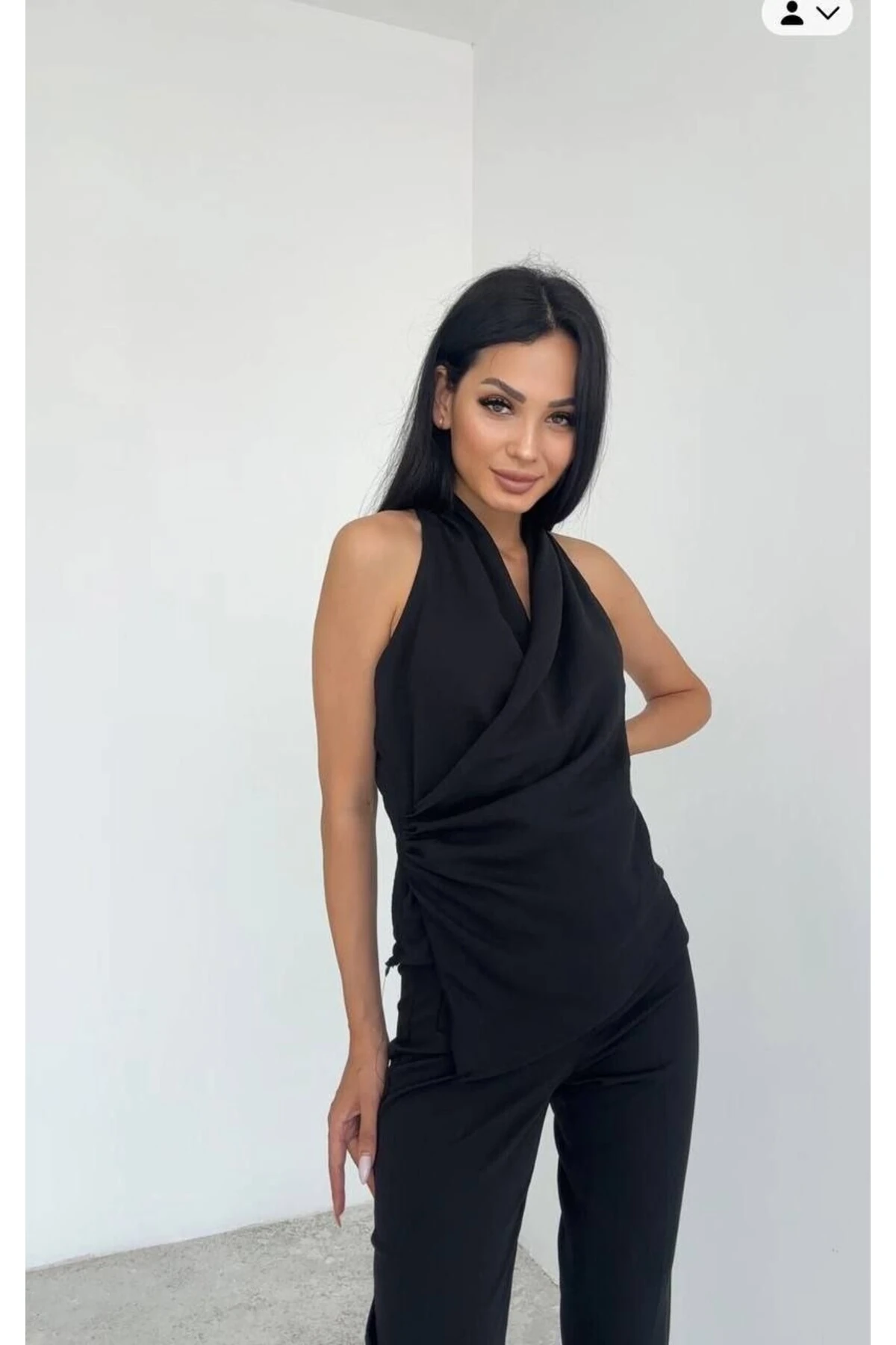 Keten Görünümlü Kolsuz Bluz