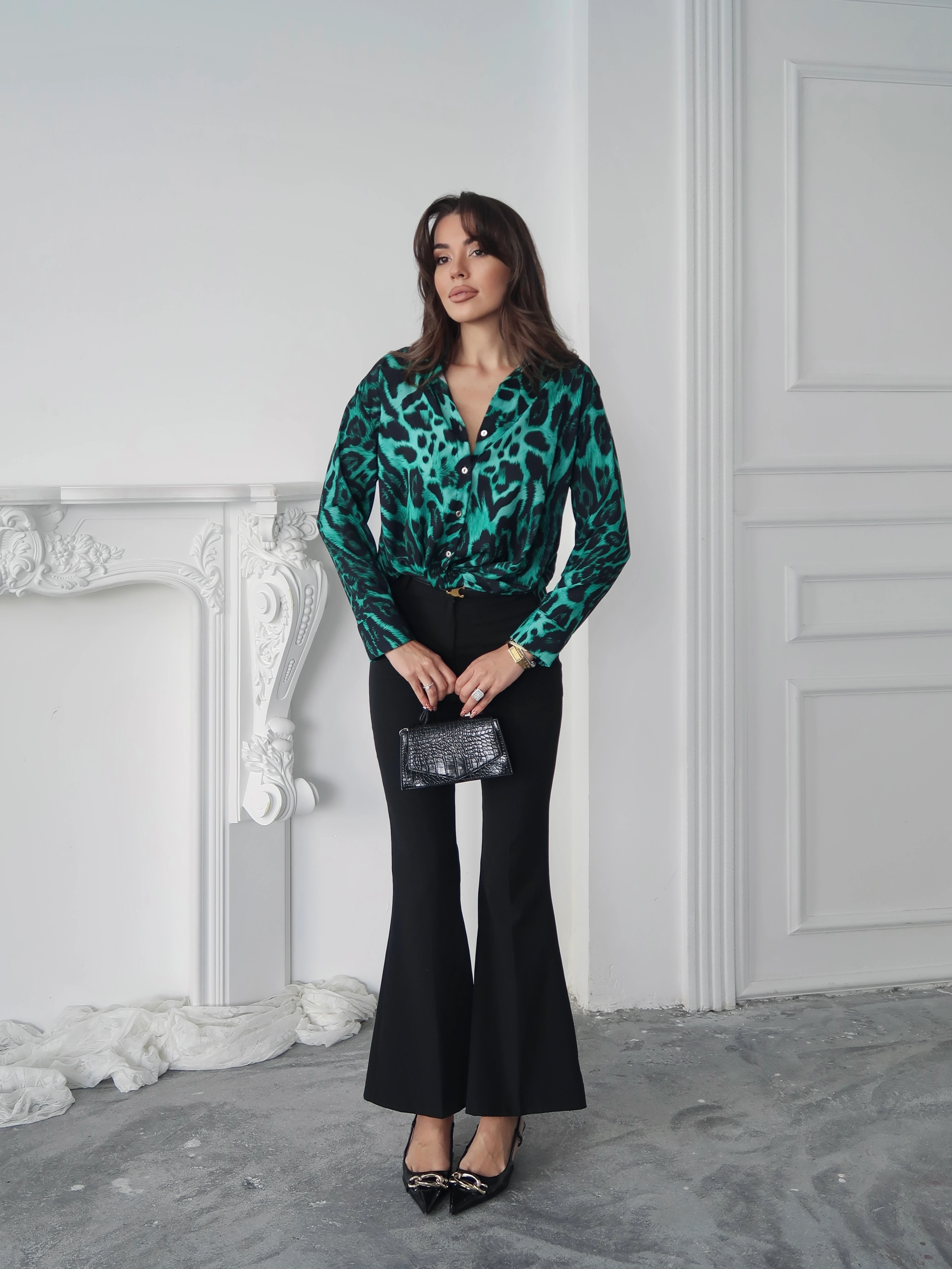 Desenli Gömlek Yeşil